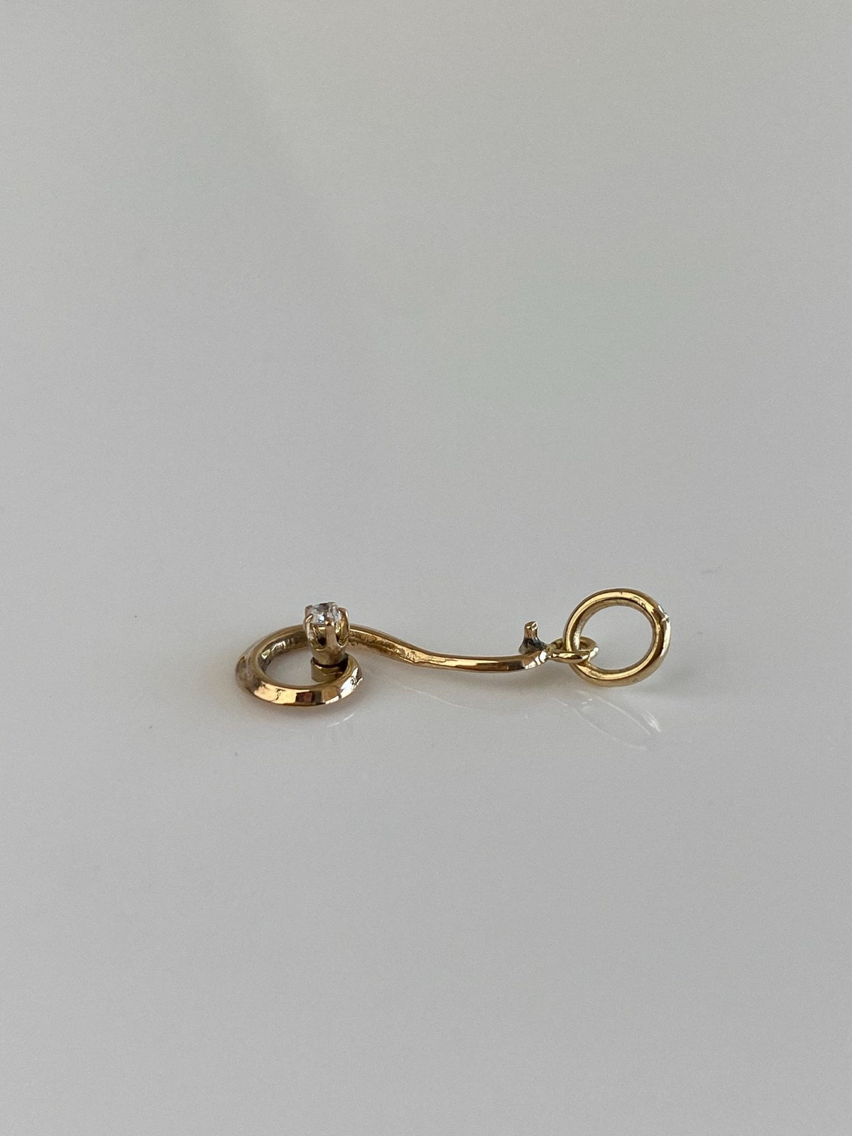 Vintage 10k Yellow Gold Clear Sapphire Swirl Charm
