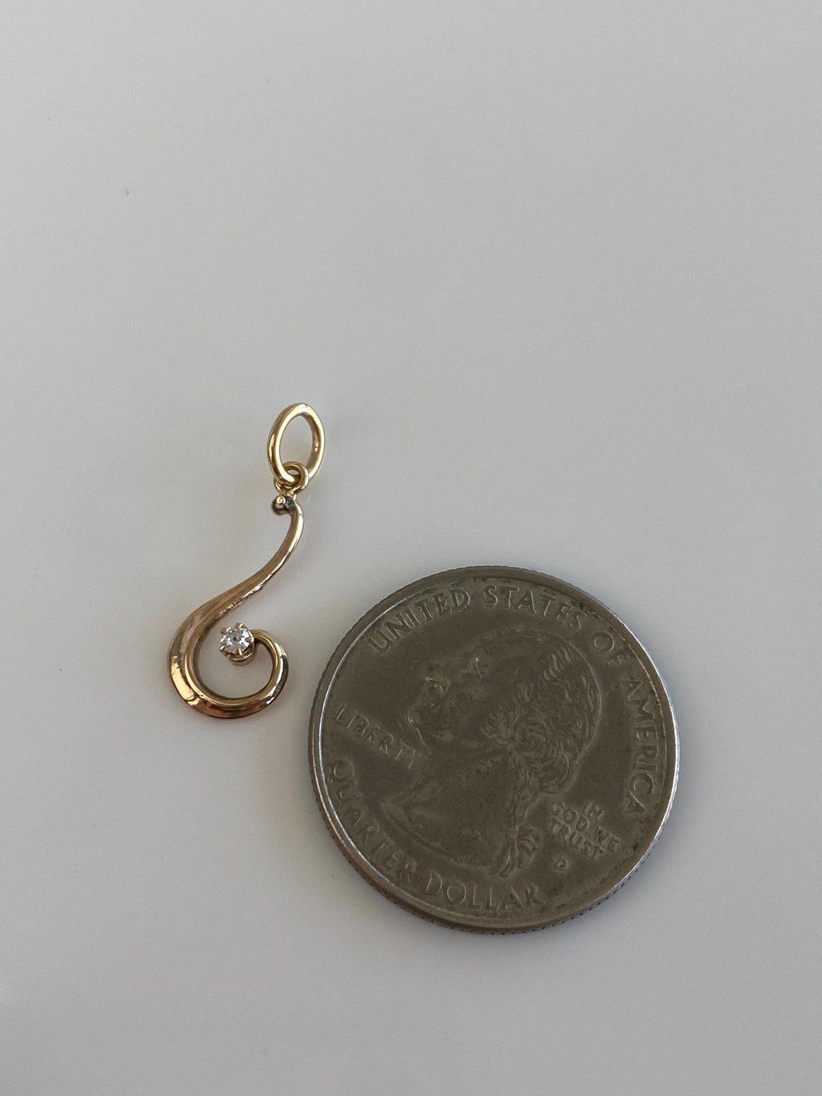 Vintage 10k Yellow Gold Clear Sapphire Swirl Charm