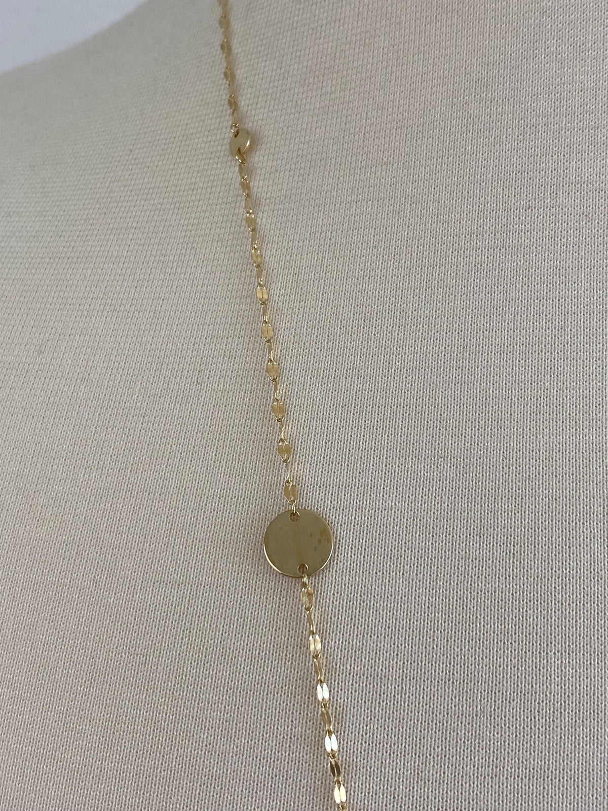 Vintage Solid 14k Yellow Gold Long Oval Disc Fancy Chain Necklace - 36 inches