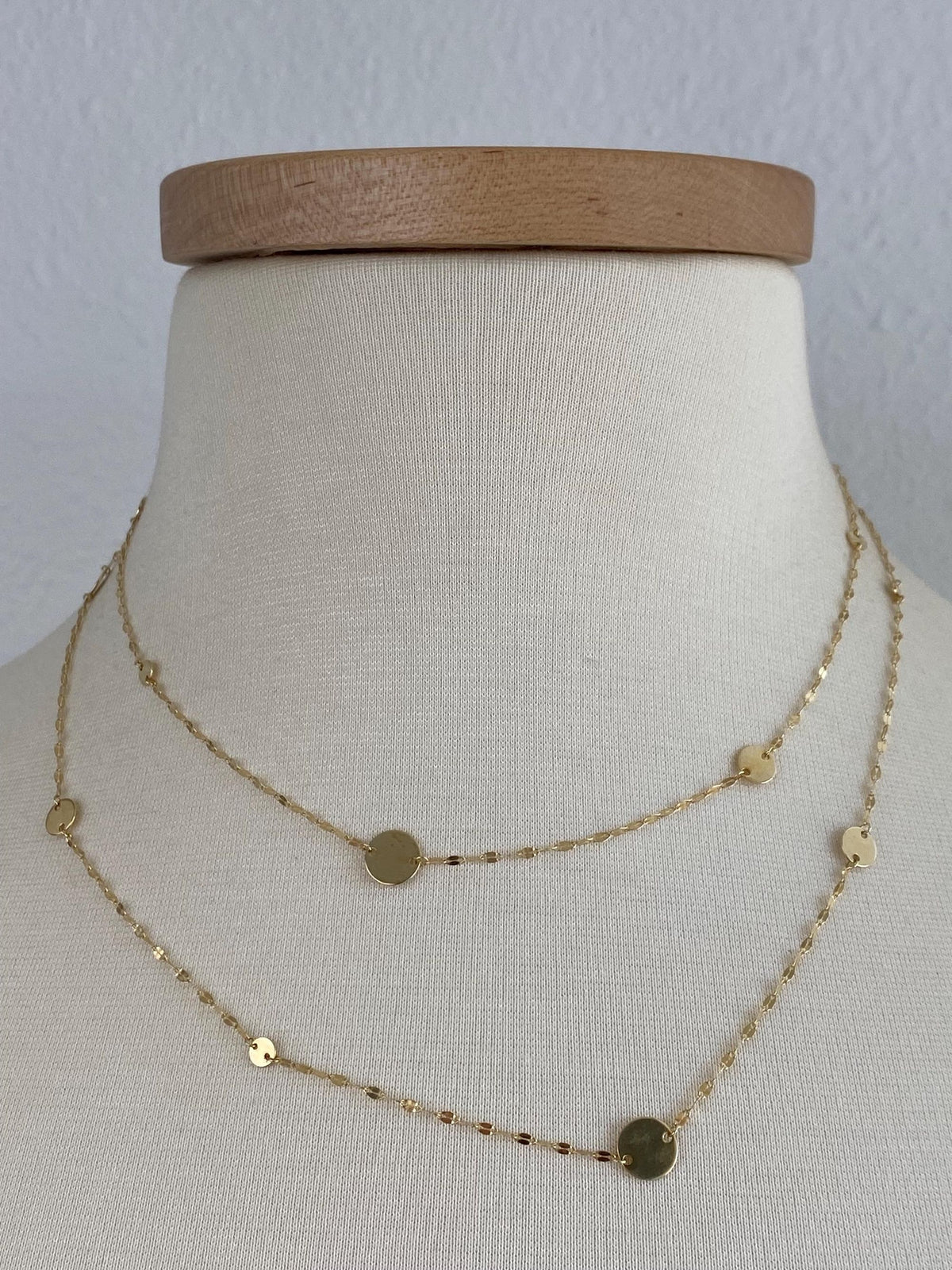 Vintage Solid 14k Yellow Gold Long Oval Disc Fancy Chain Necklace - 36 inches