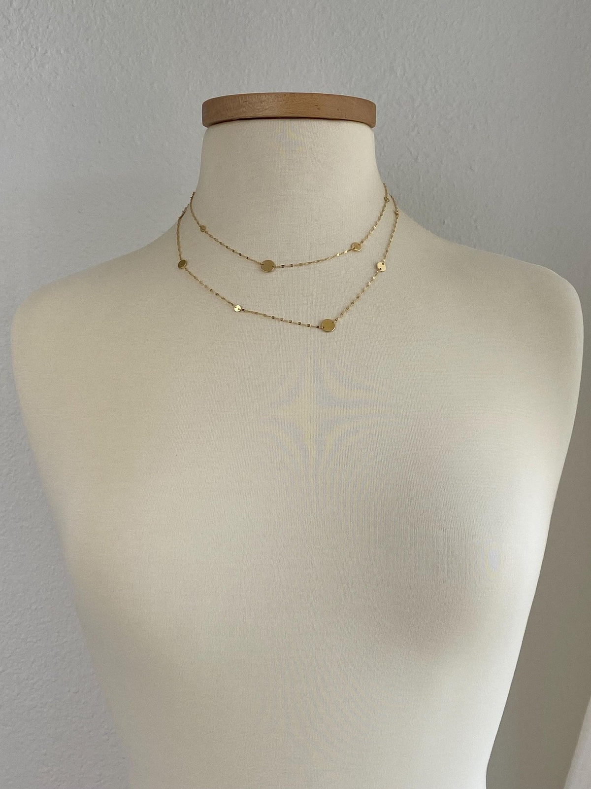 Vintage Solid 14k Yellow Gold Long Oval Disc Fancy Chain Necklace - 36 inches