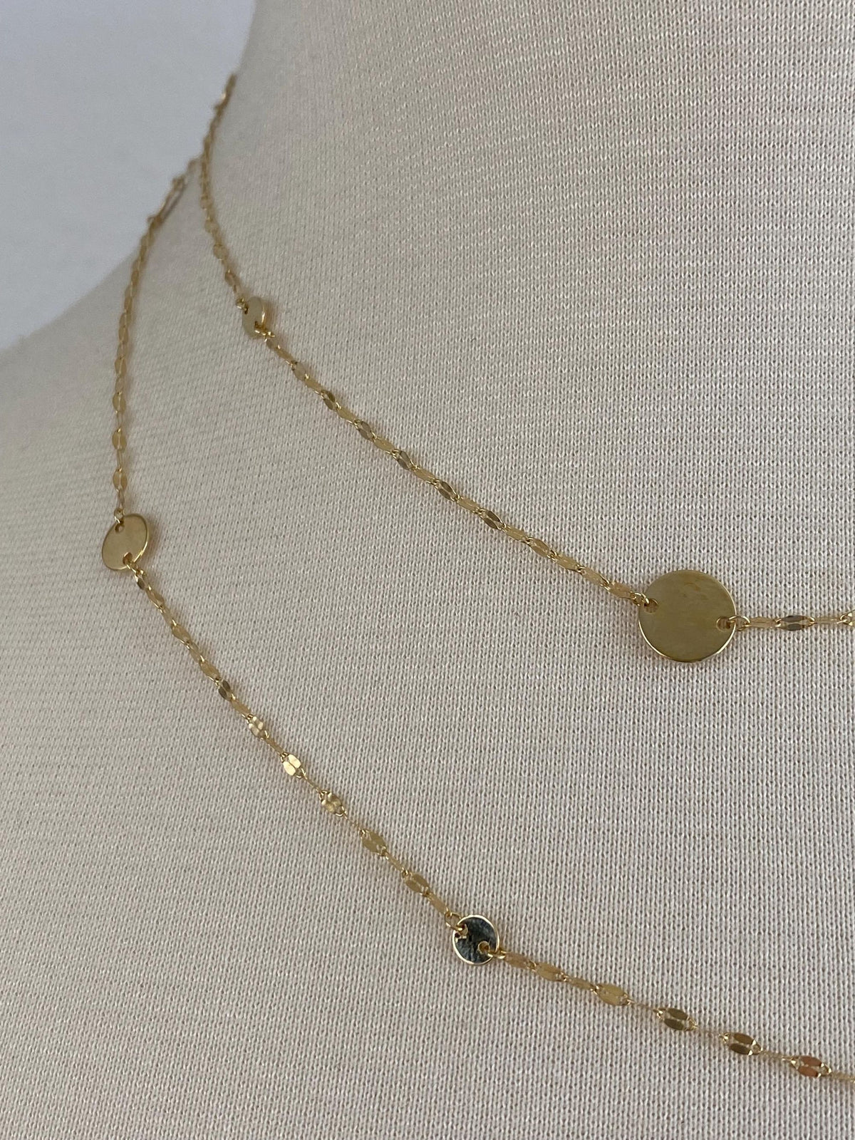 Vintage Solid 14k Yellow Gold Long Oval Disc Fancy Chain Necklace - 36 inches