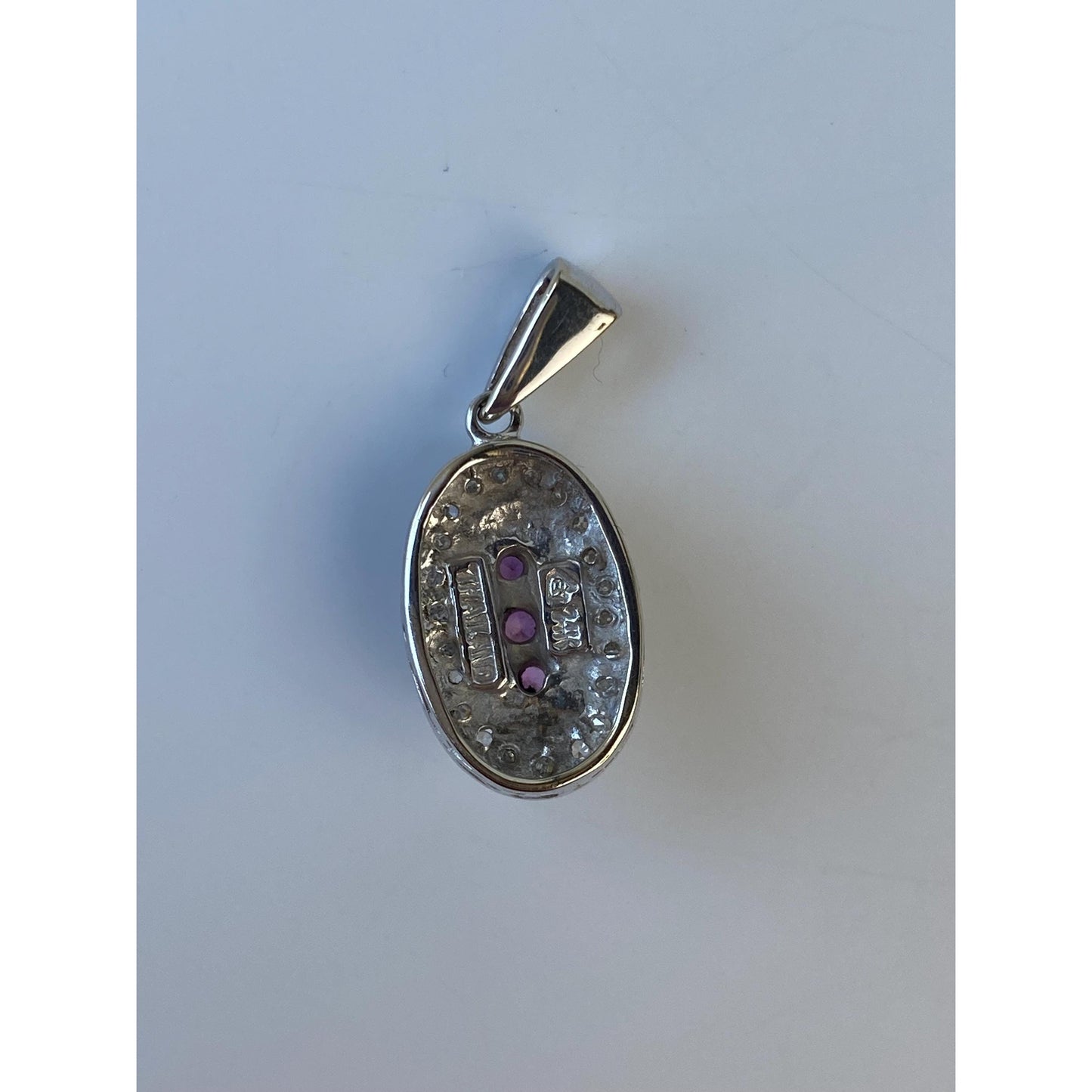 Vintage Solid 14k White Gold Pink Sapphire Diamond Charm