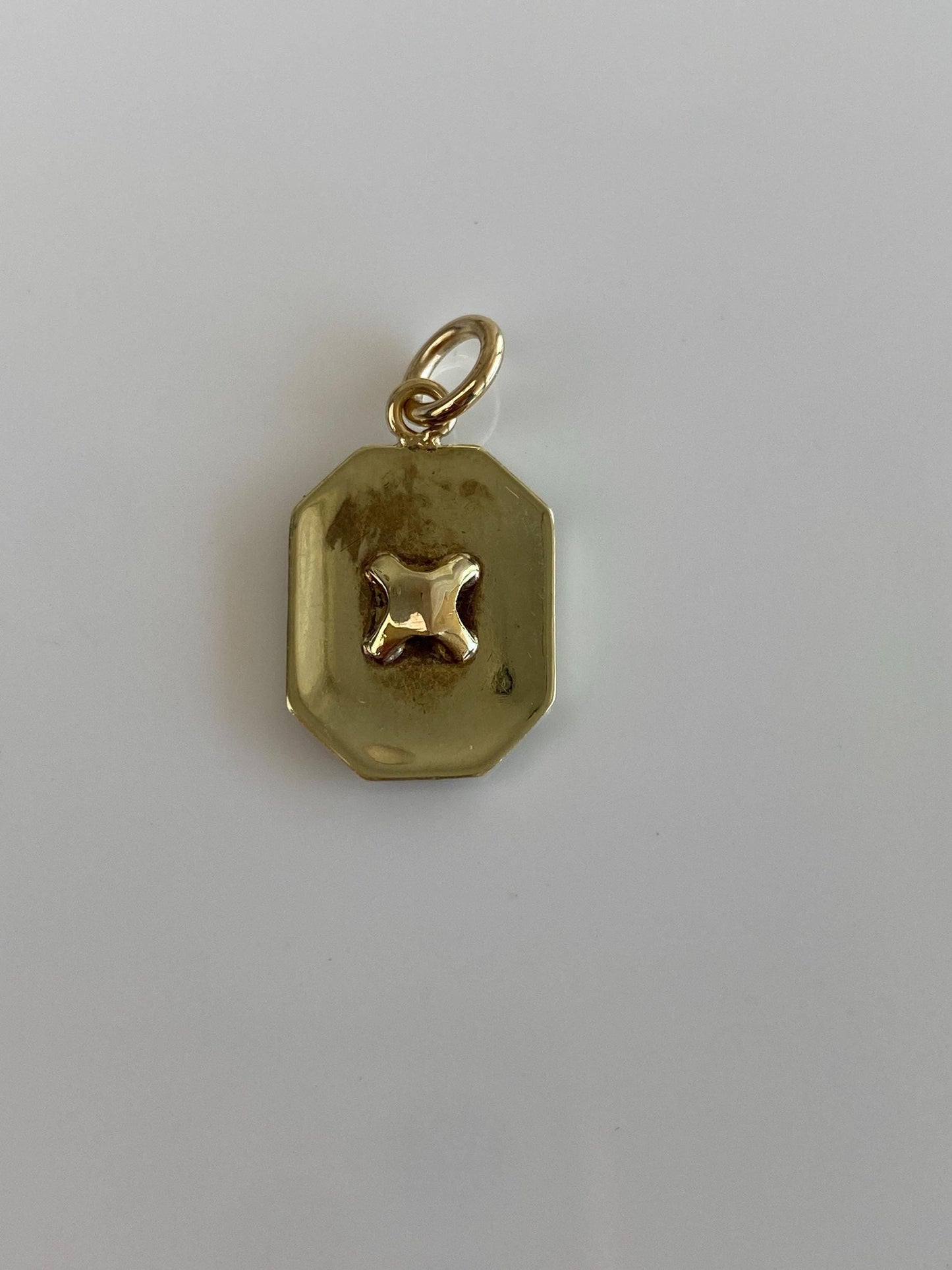 Vintage 14k Yellow Gold Enamel Border Cufflink Conversion Charm