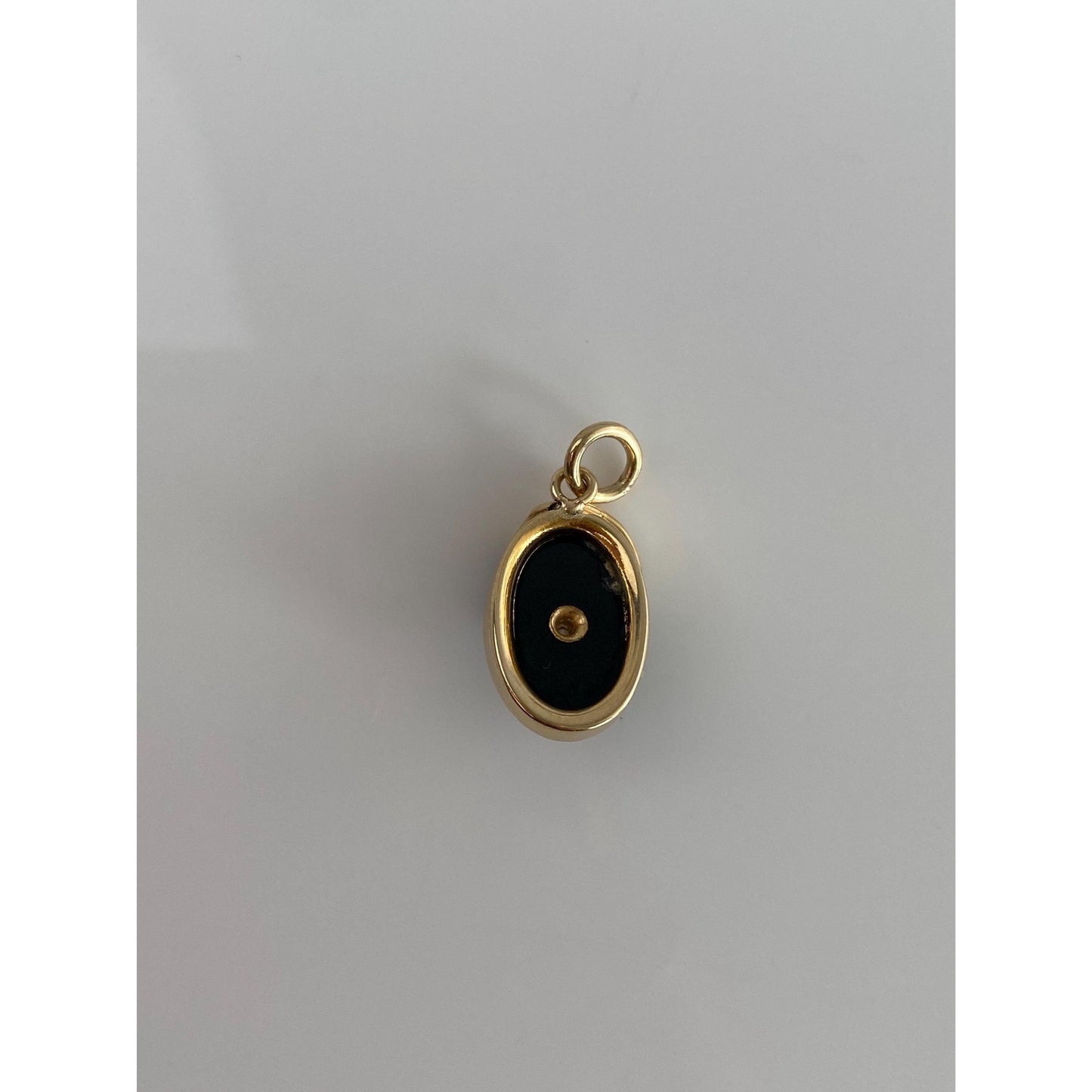 Vintage Solid 14k Yellow Gold Diamond Onyx Charm