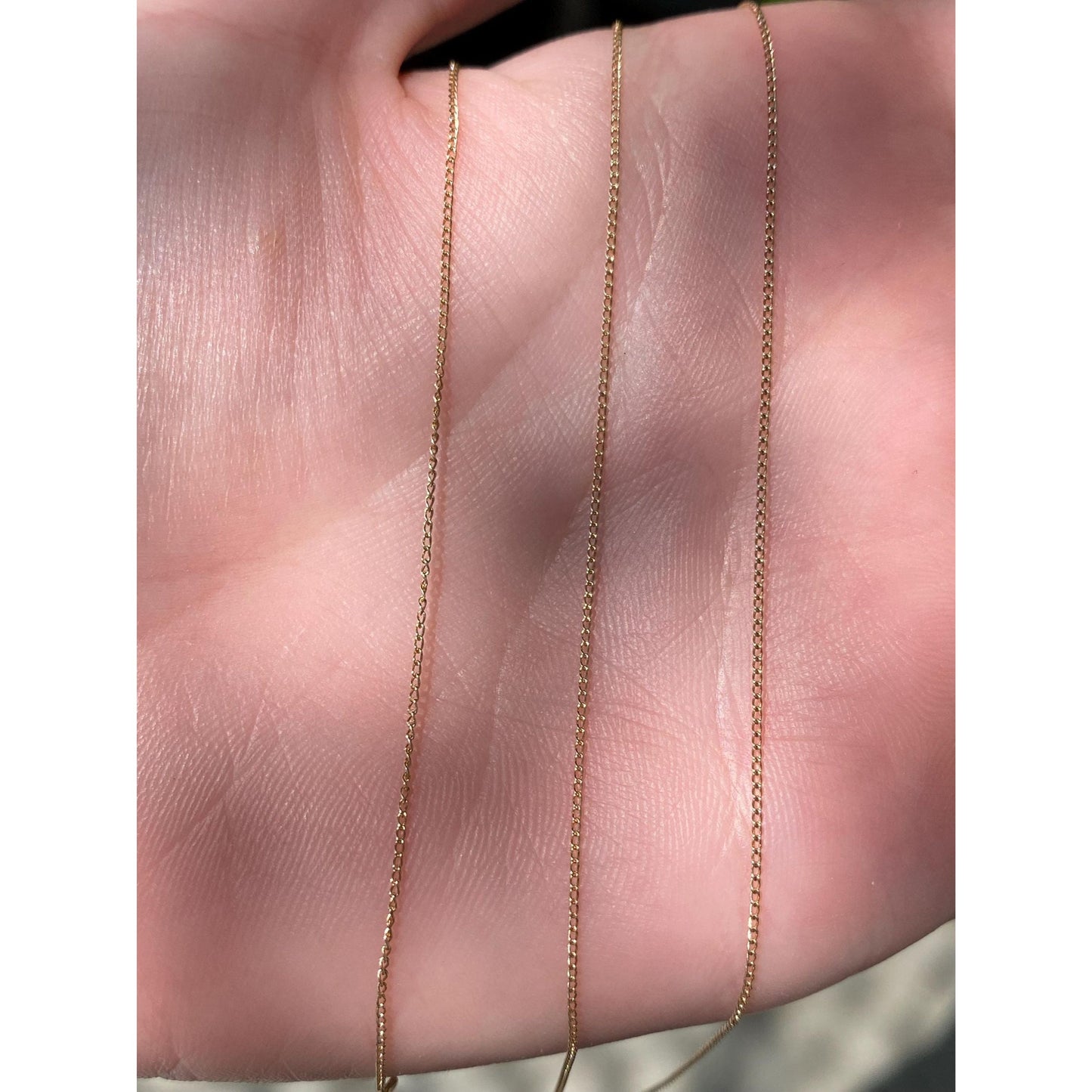 Vintage Solid 10k Yellow Gold Dainty Curb Chain Necklace - 18 inches