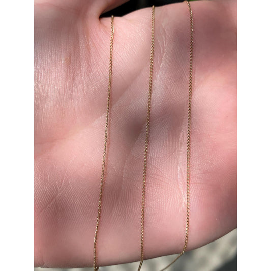 Vintage Solid 10k Yellow Gold Dainty Curb Chain Necklace - 18 inches