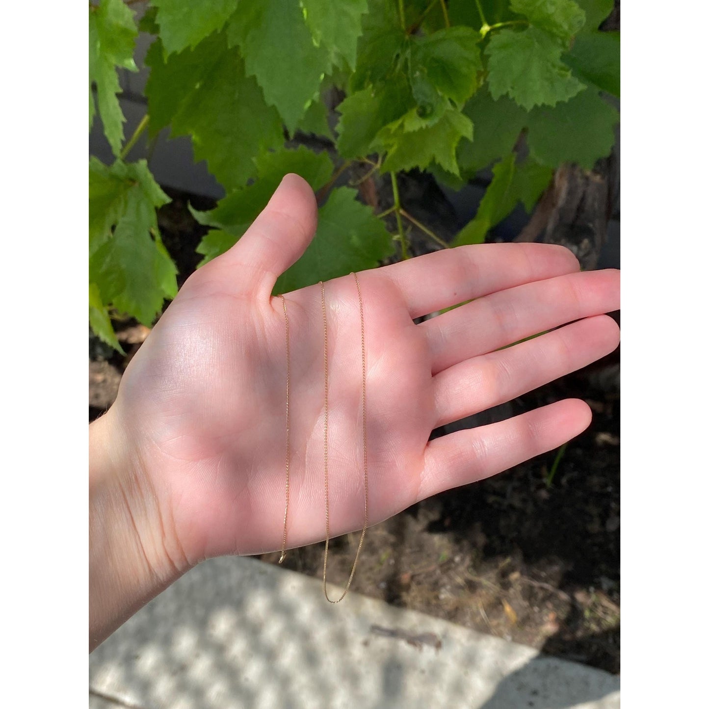 Vintage Solid 10k Yellow Gold Dainty Curb Chain Necklace - 18 inches