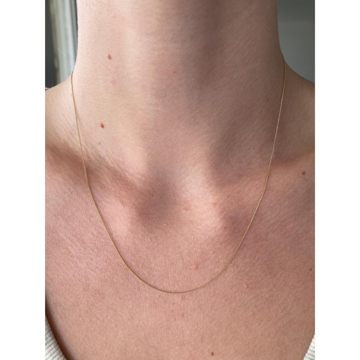 Vintage Solid 10k Yellow Gold Dainty Curb Chain Necklace - 18 inches