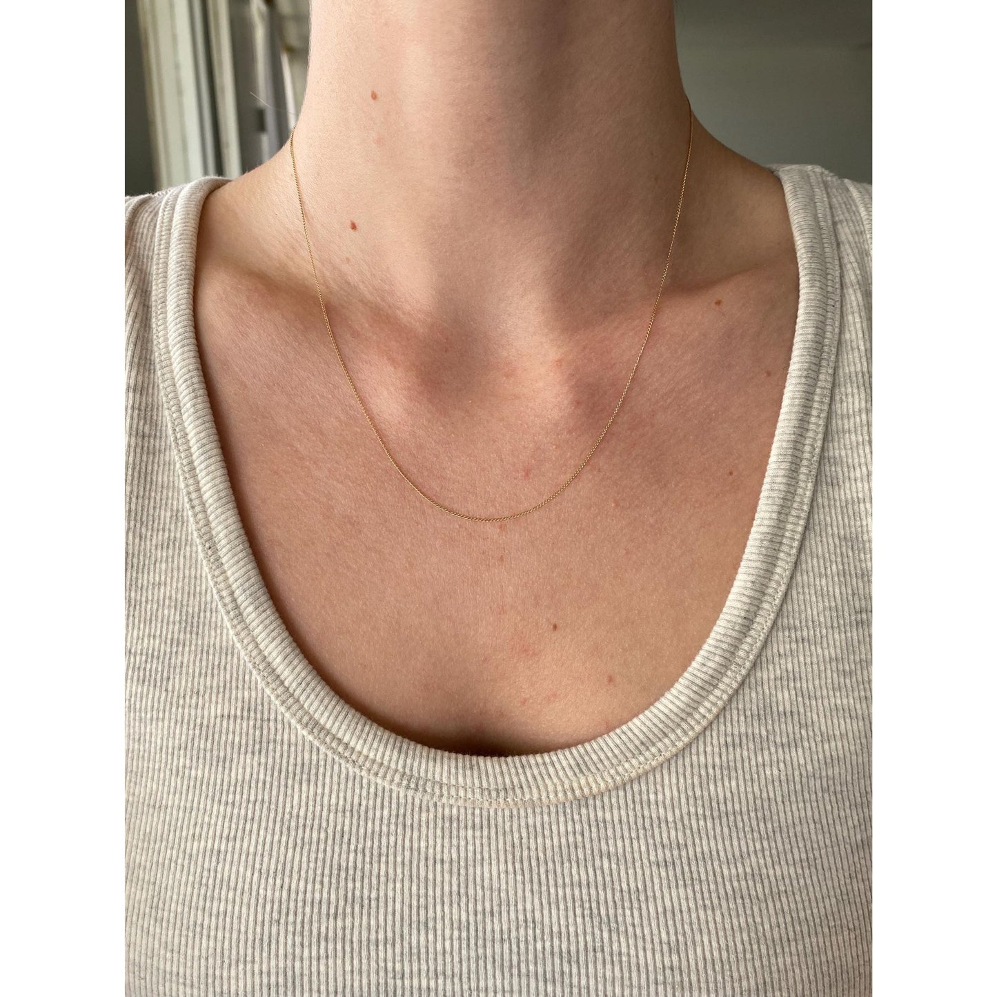 Vintage Solid 10k Yellow Gold Dainty Curb Chain Necklace - 18 inches