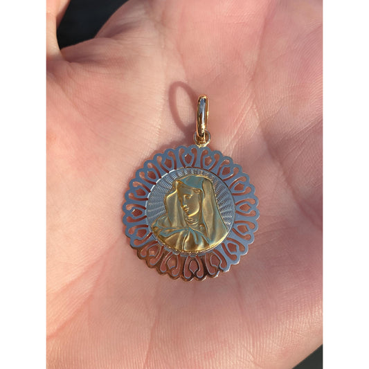 Vintage Solid 18k Yellow Gold Virgin Mary Charm