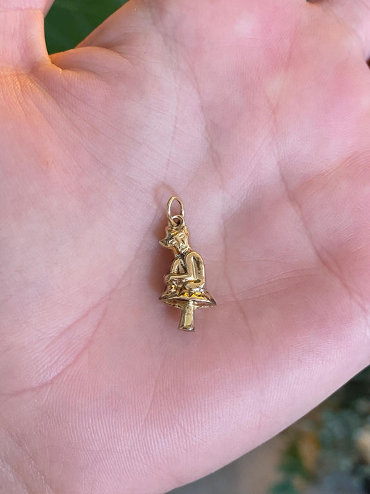Vintage 9k Yellow Gold Cornish Pixie Mushroom Charm