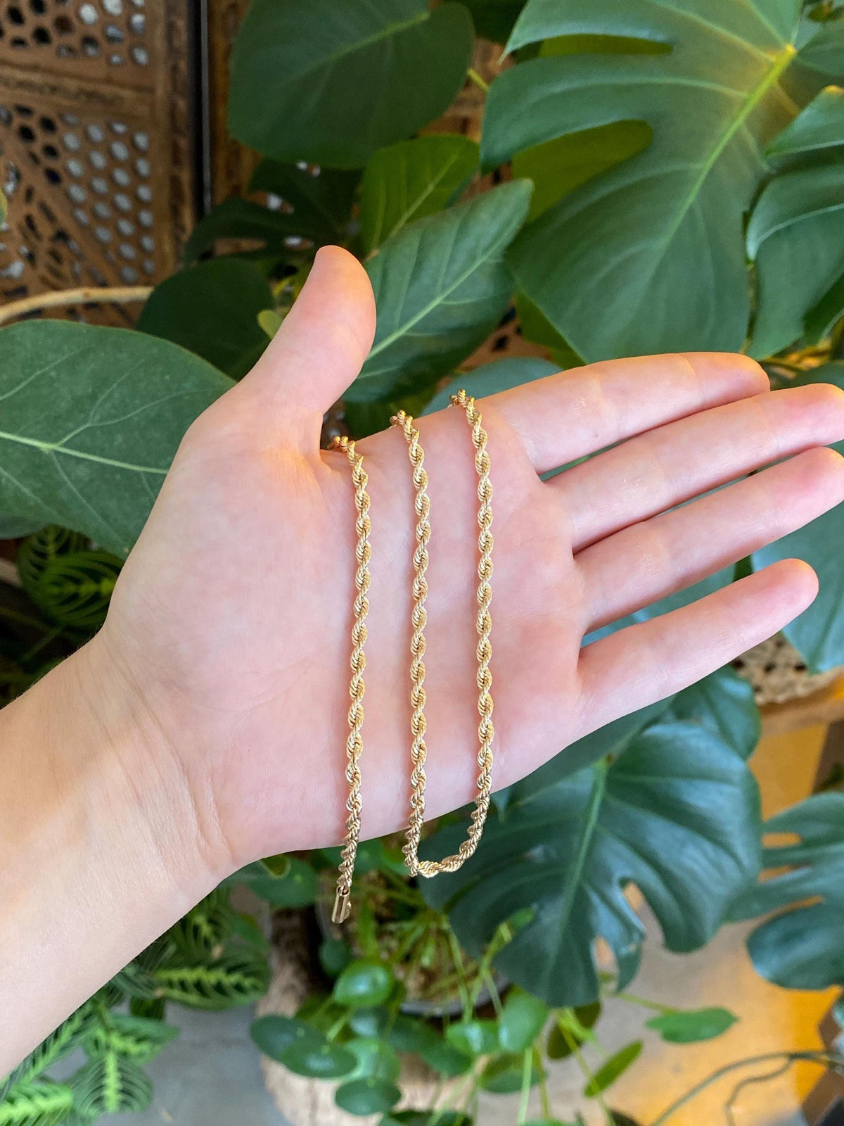 Vintage Solid 14k Yellow Gold Rope Chain Necklace - 18 inches