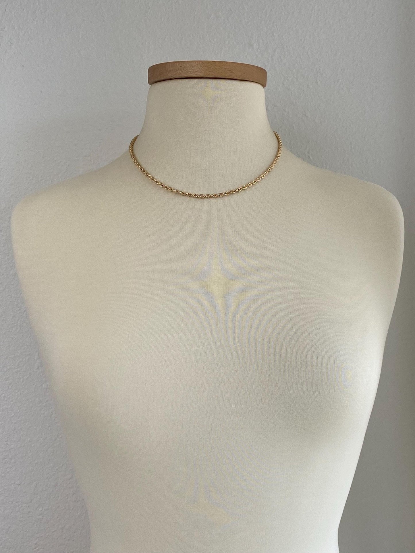Vintage Solid 14k Yellow Gold Rope Chain Necklace - 18 inches