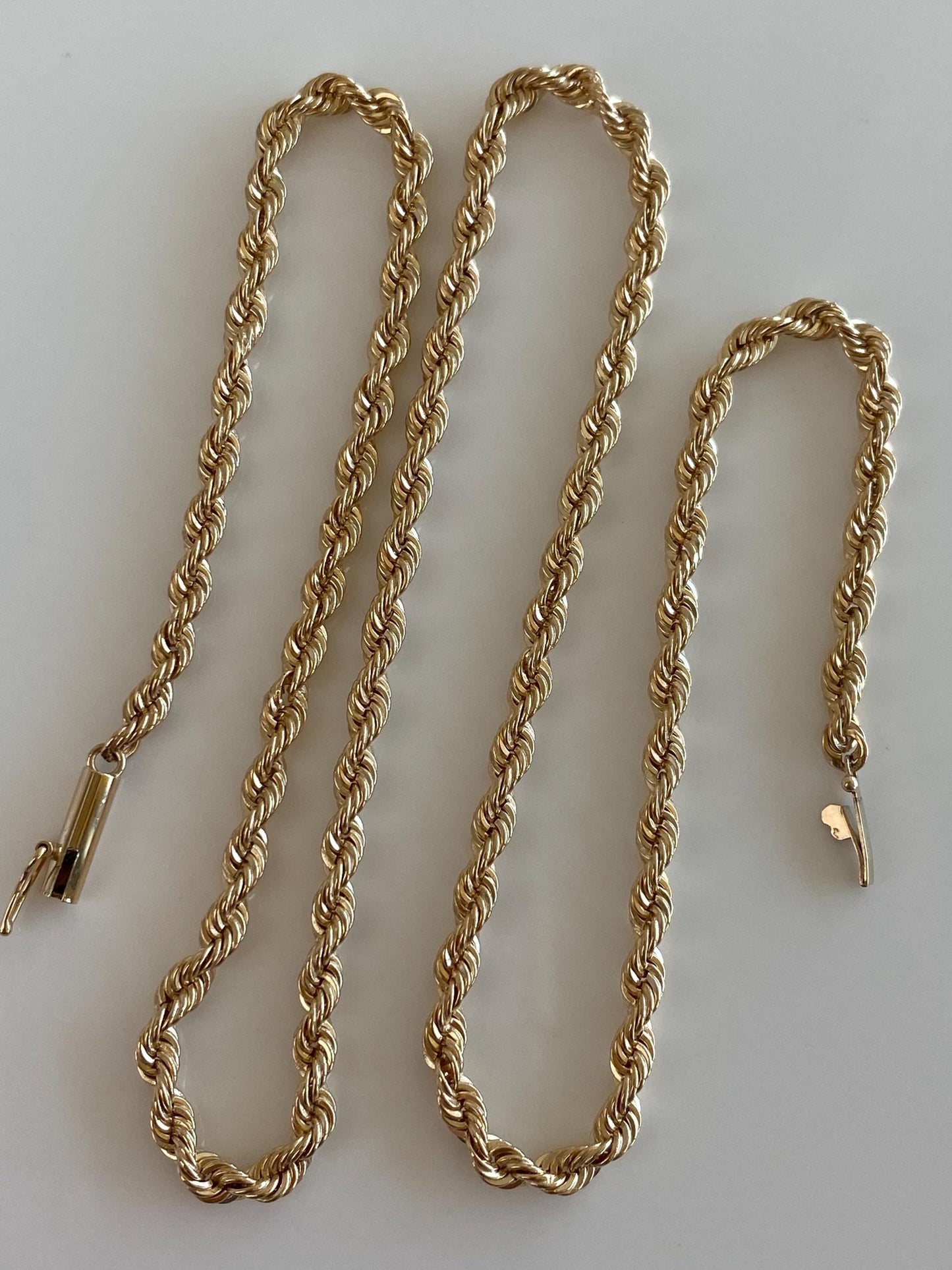 Vintage Solid 14k Yellow Gold Rope Chain Necklace - 18 inches