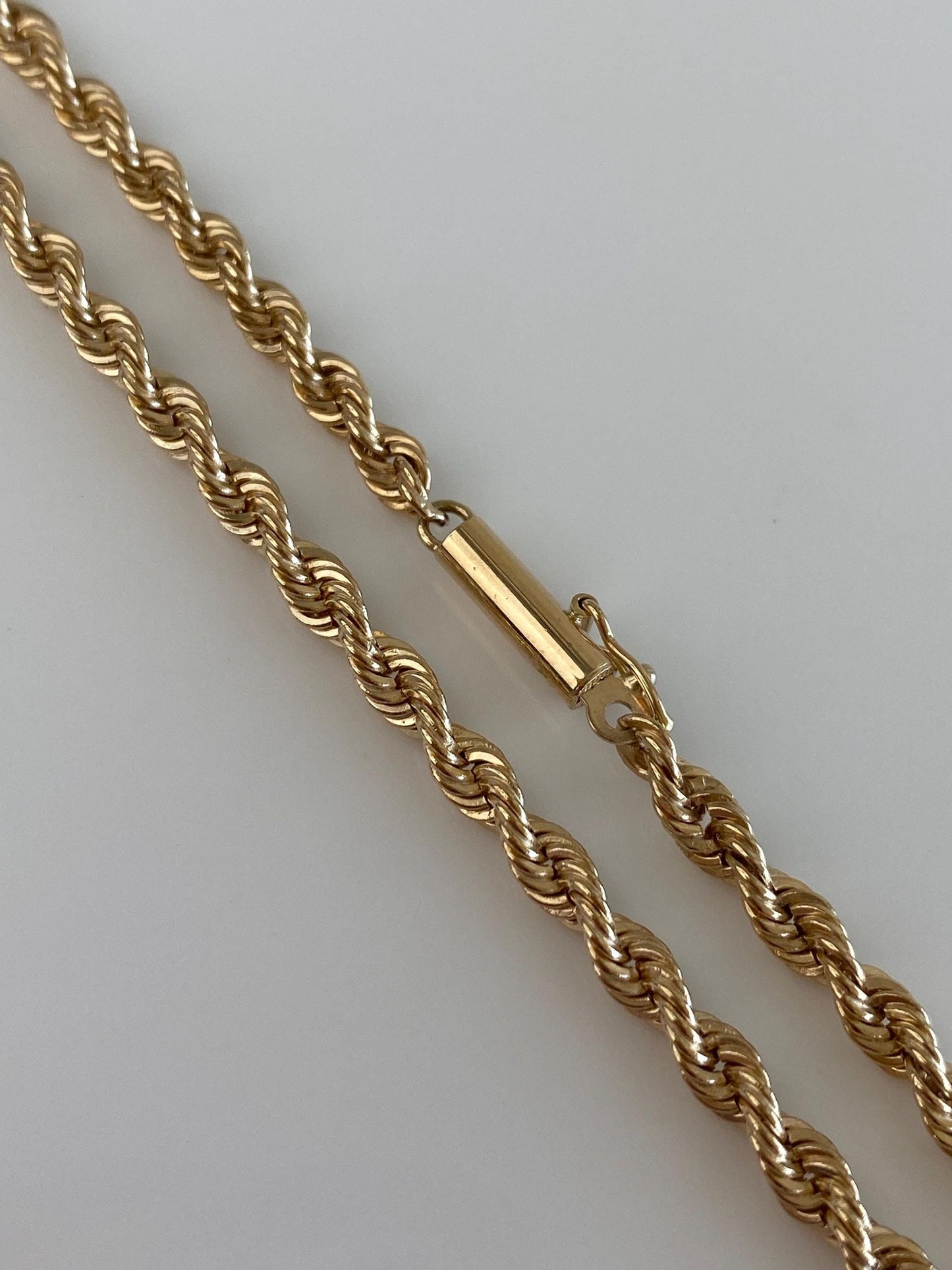 Vintage Solid 14k Yellow Gold Rope Chain Necklace - 18 inches