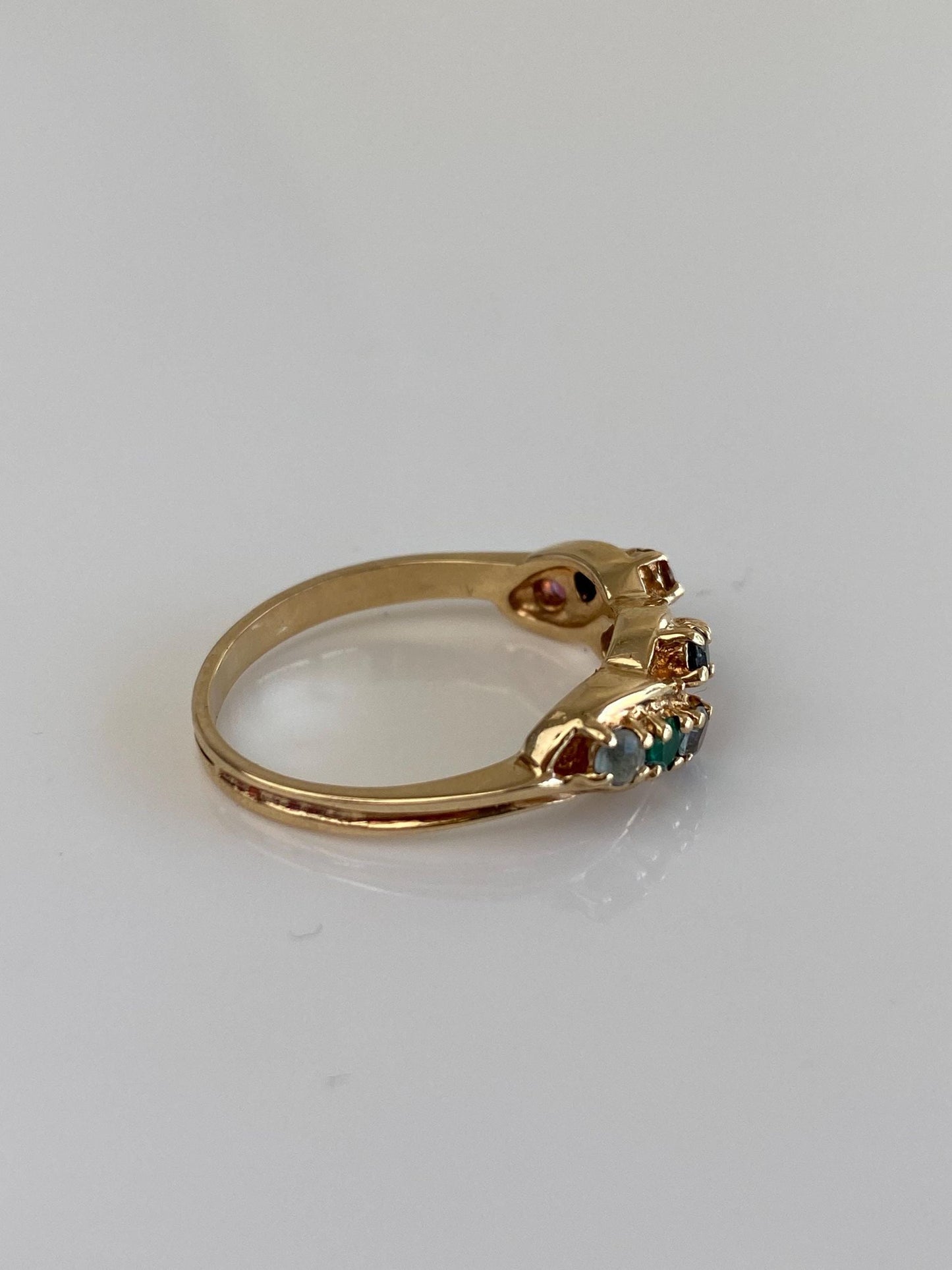 Vintage Solid 10k Yellow Gold Emerald Ruby Blue Sapphire Pink Spinel Citrine Twist Ring - Size 7.75