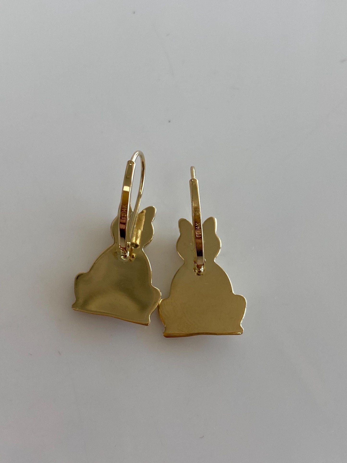 Vintage 14k Yellow Gold Cat Drop Earrings