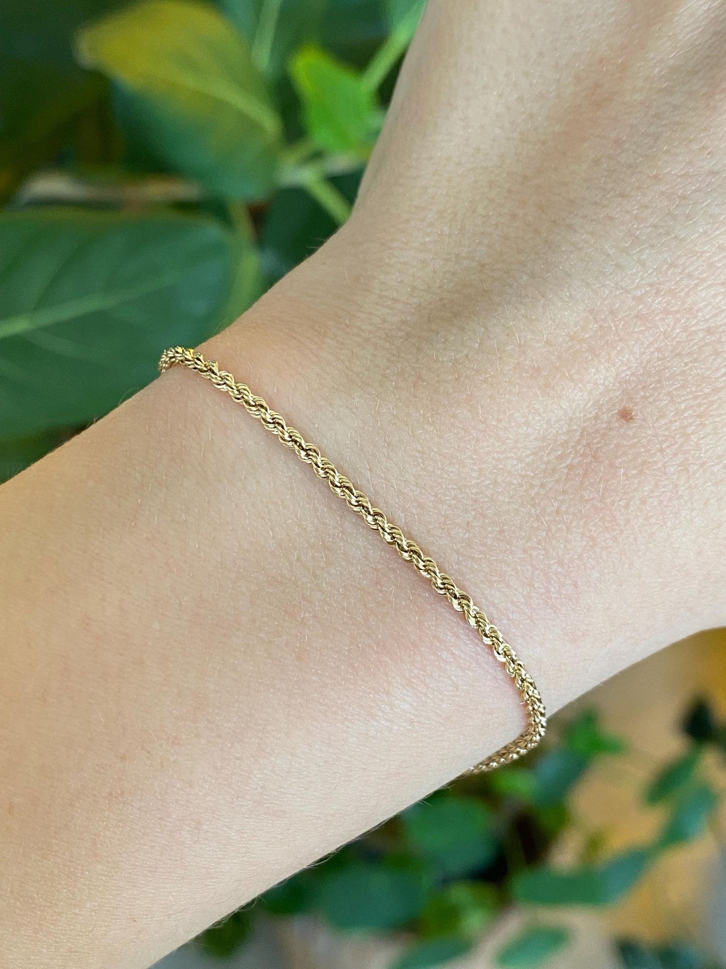 Vintage Solid 14k Yellow Gold Rope Chain Bracelet - 7 inches