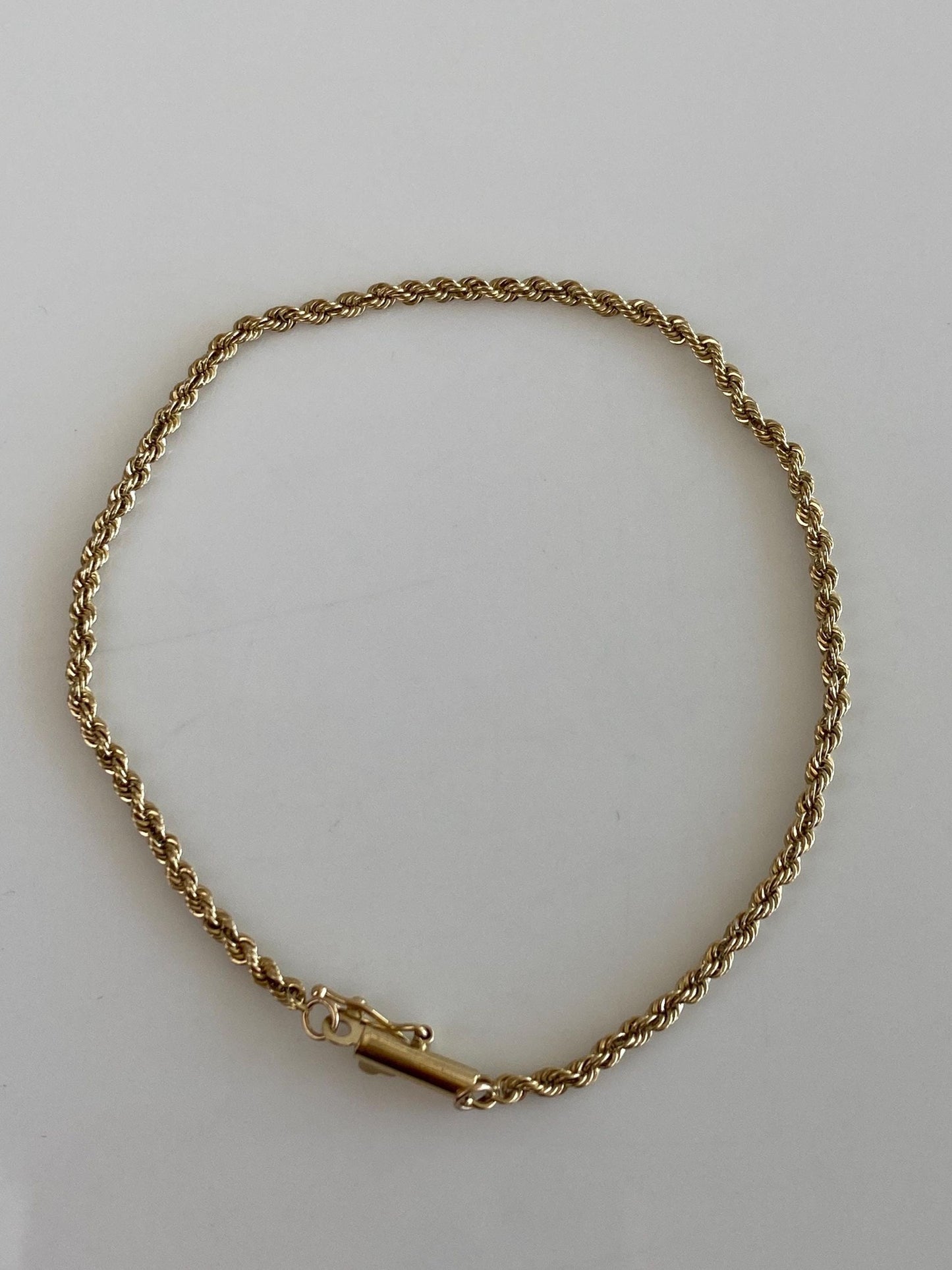 Vintage Solid 14k Yellow Gold Rope Chain Bracelet - 7 inches