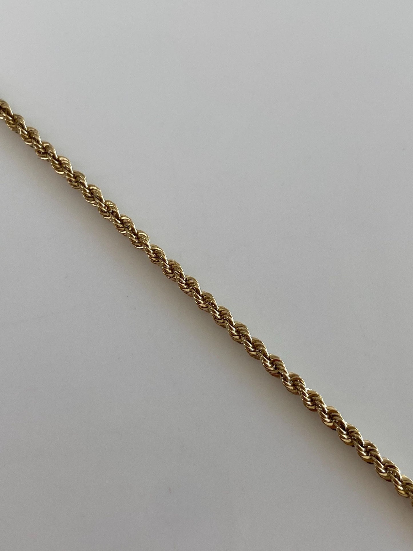 Vintage Solid 14k Yellow Gold Rope Chain Bracelet - 7 inches