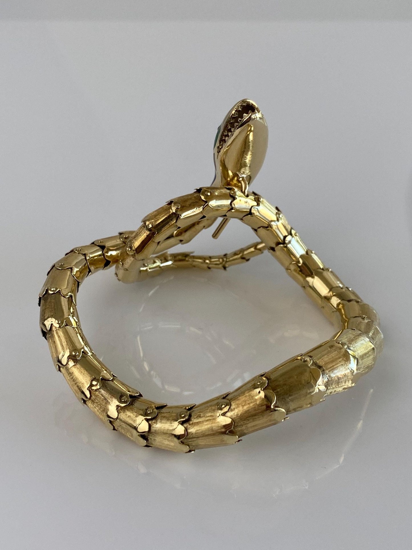 Vintage 14k Yellow Gold Diamond Pink Sapphire Snake Wrap Bracelet