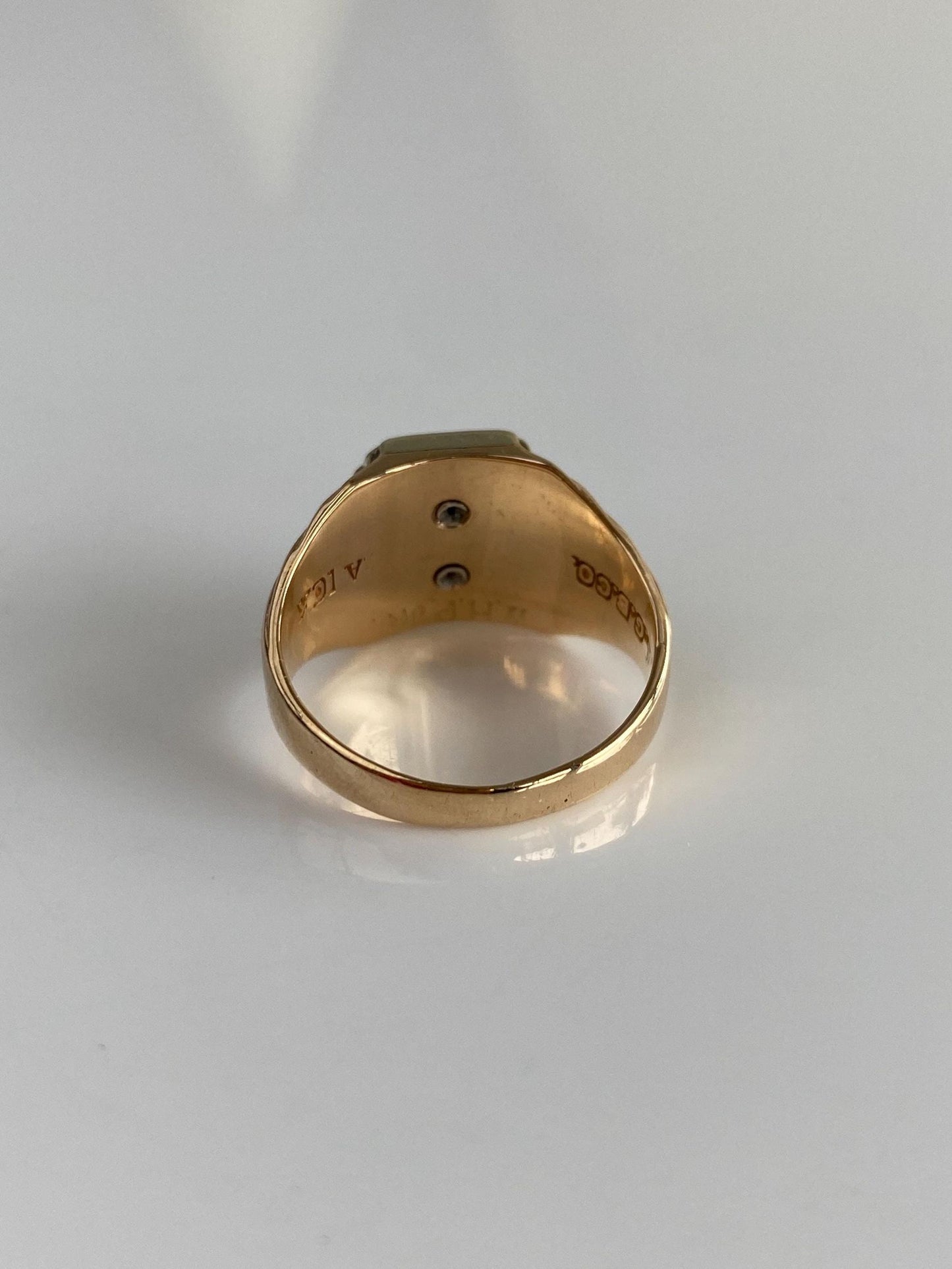 Vintage Solid 10k Rose & White Gold Onyx 1933 Class Ring - Size 6.5