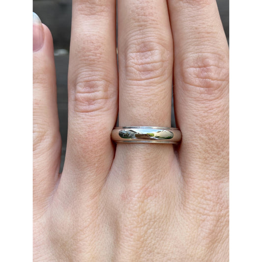 Vintage Solid 14k White Gold Milgrain Ring Band - Size 9