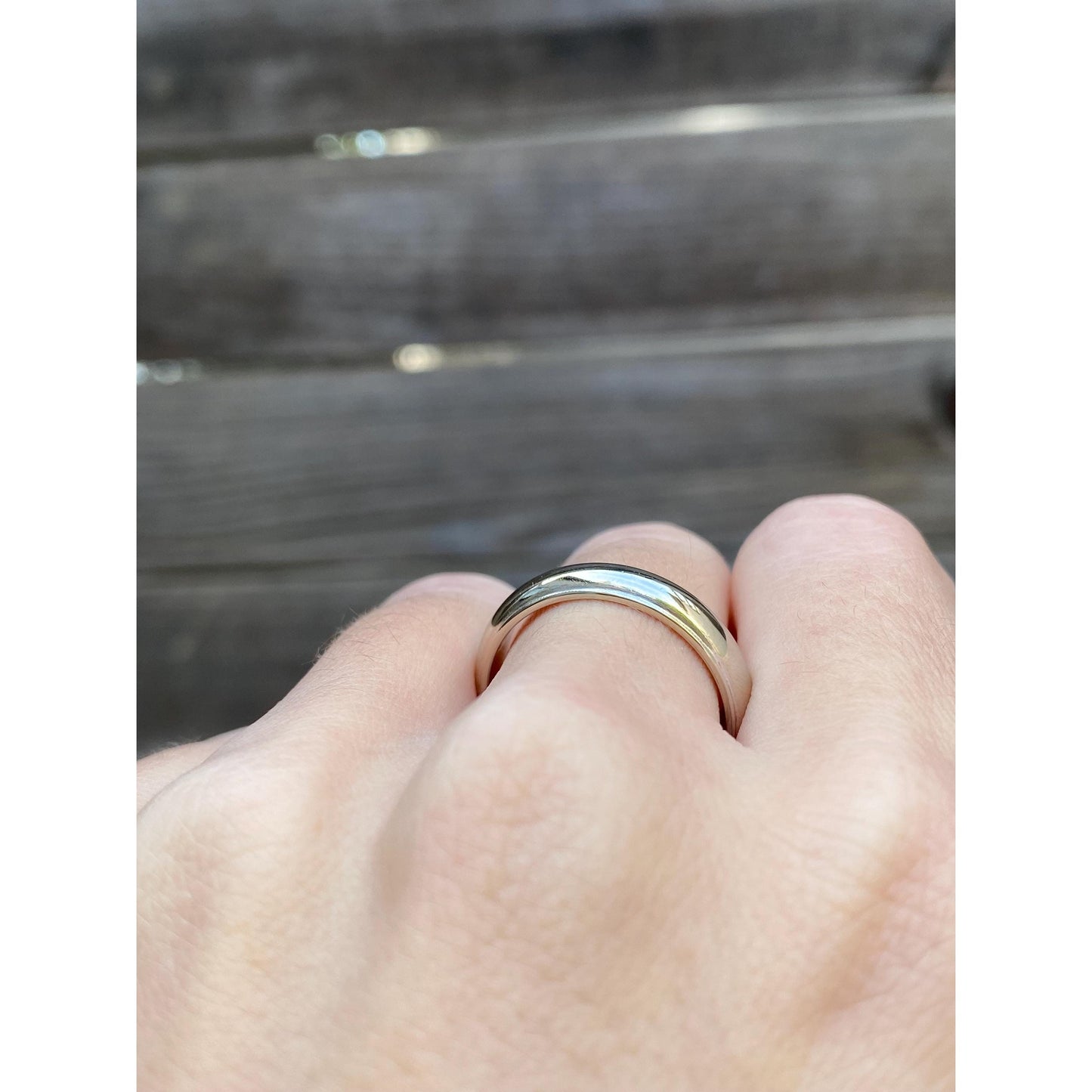 Vintage Solid 14k White Gold Milgrain Ring Band - Size 9