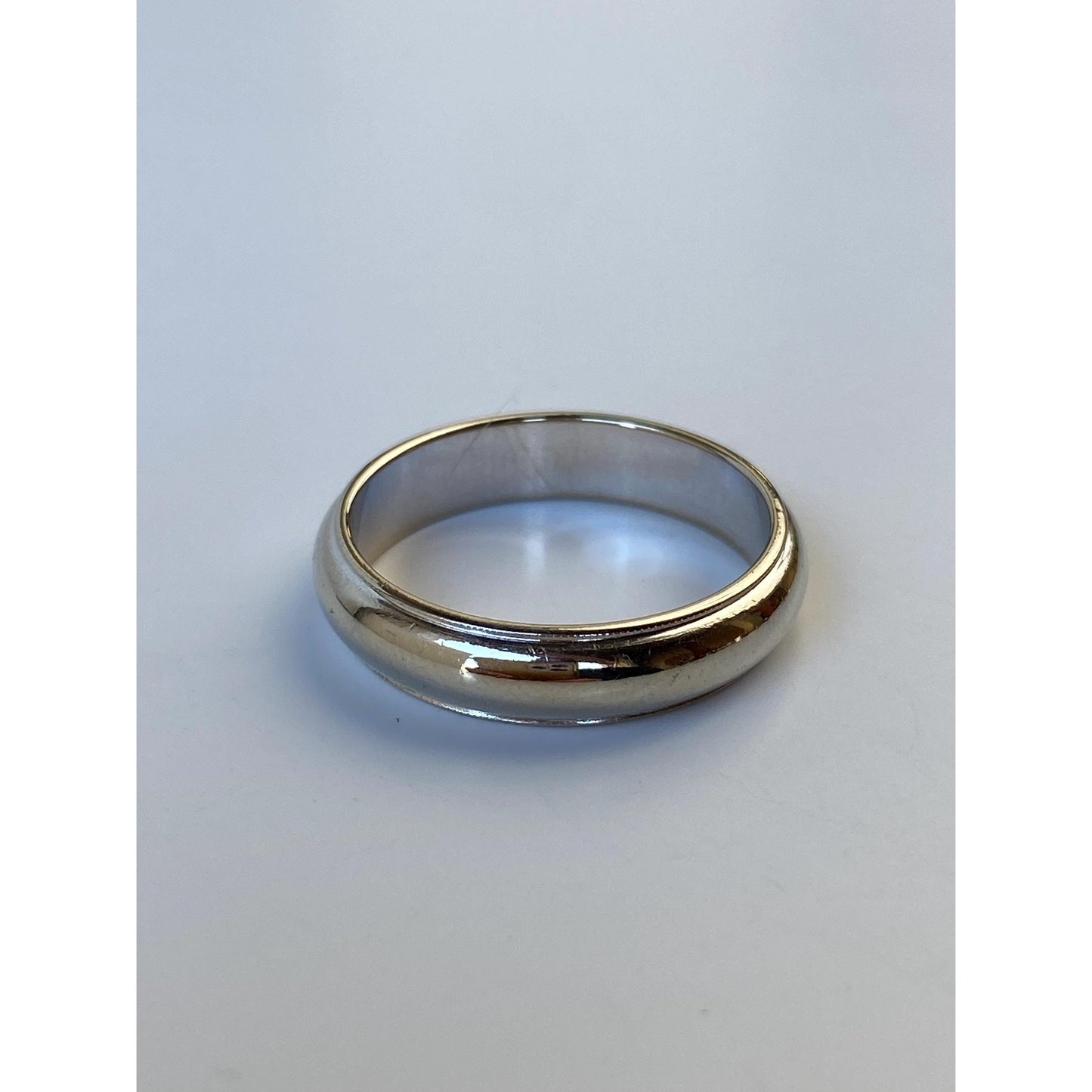 Vintage Solid 14k White Gold Milgrain Ring Band - Size 9