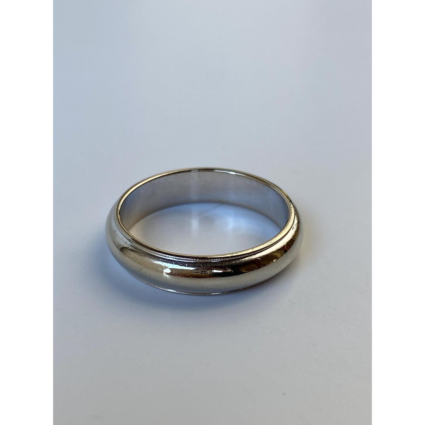 Vintage Solid 14k White Gold Milgrain Ring Band - Size 9