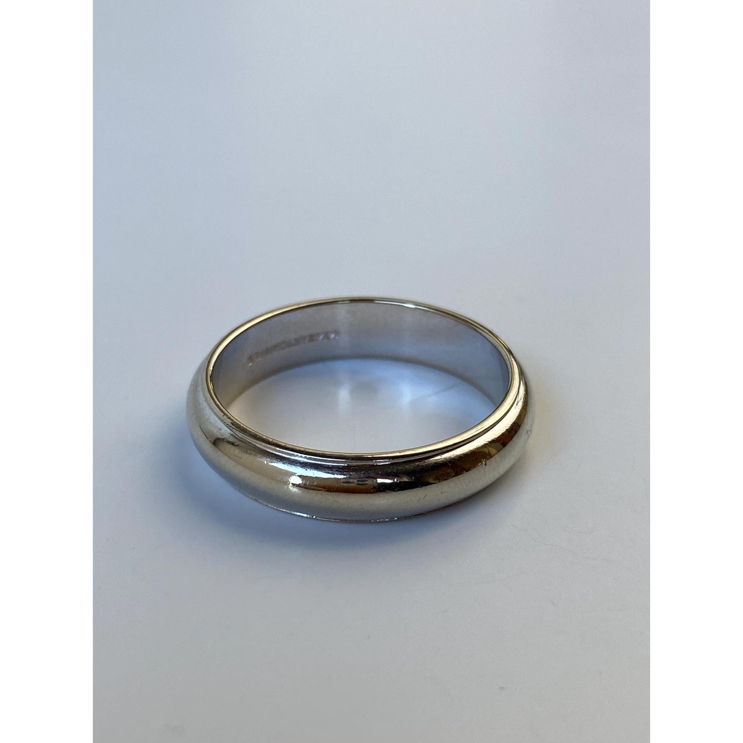 Vintage Solid 14k White Gold Milgrain Ring Band - Size 9