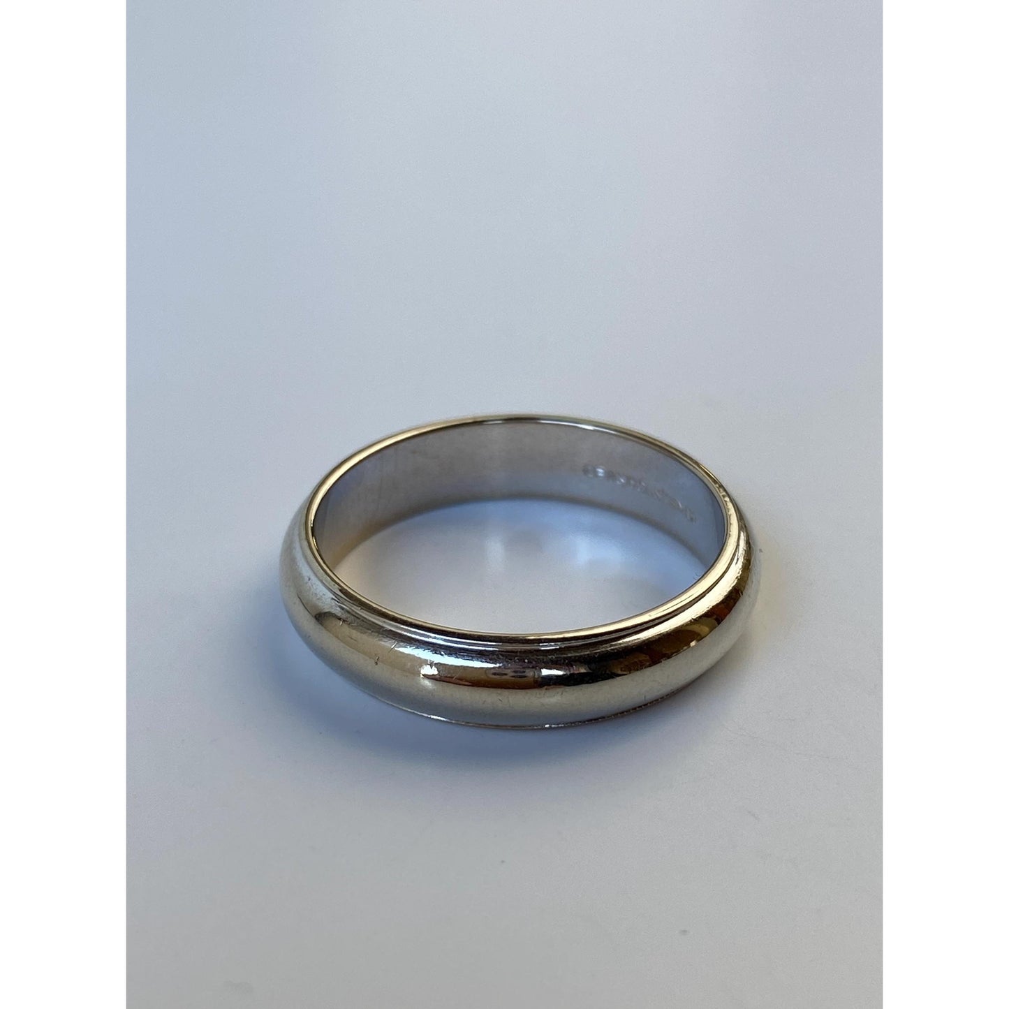 Vintage Solid 14k White Gold Milgrain Ring Band - Size 9