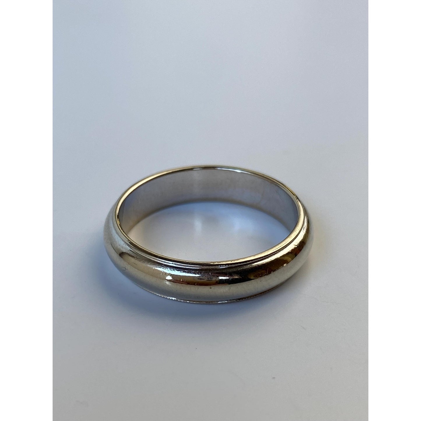 Vintage Solid 14k White Gold Milgrain Ring Band - Size 9