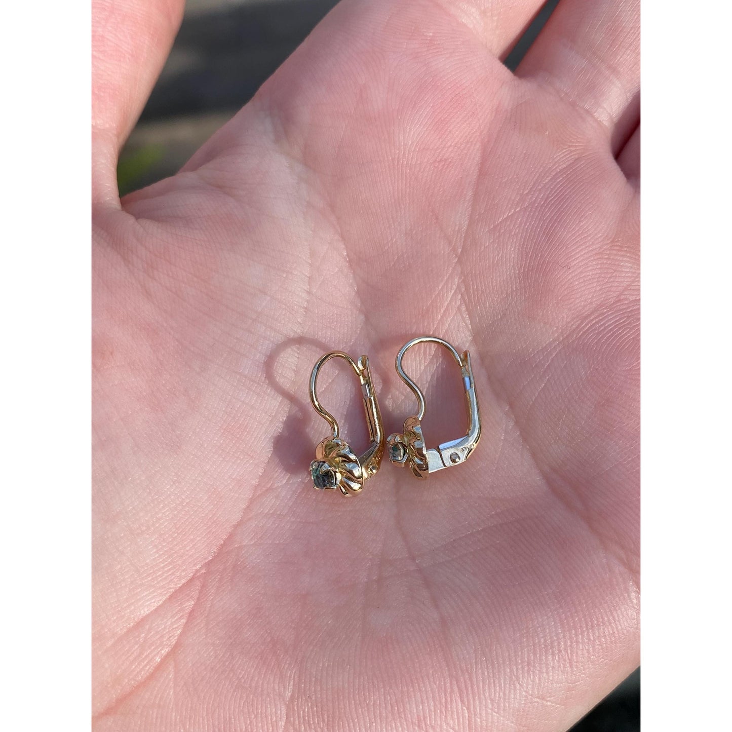 Solid 14k Yellow Gold Clear Cubic Zirconia Drop Earrings