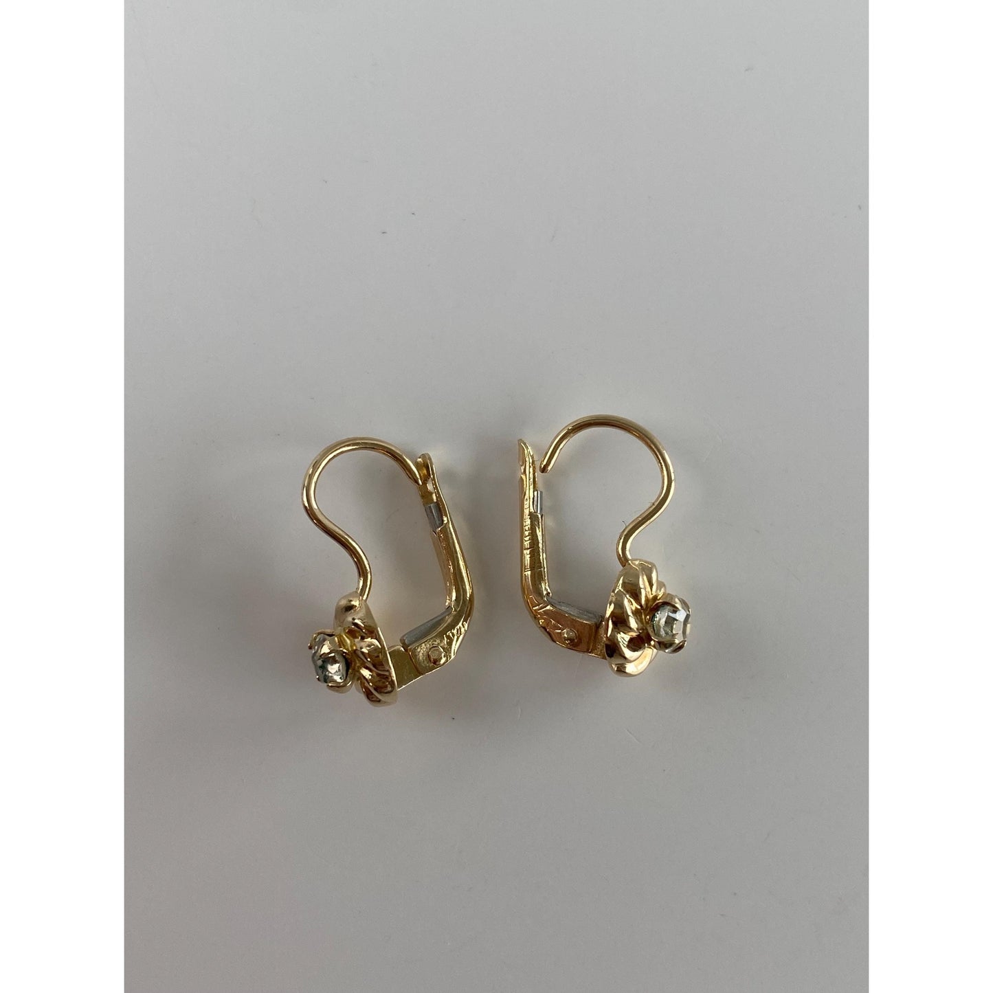 Solid 14k Yellow Gold Clear Cubic Zirconia Drop Earrings