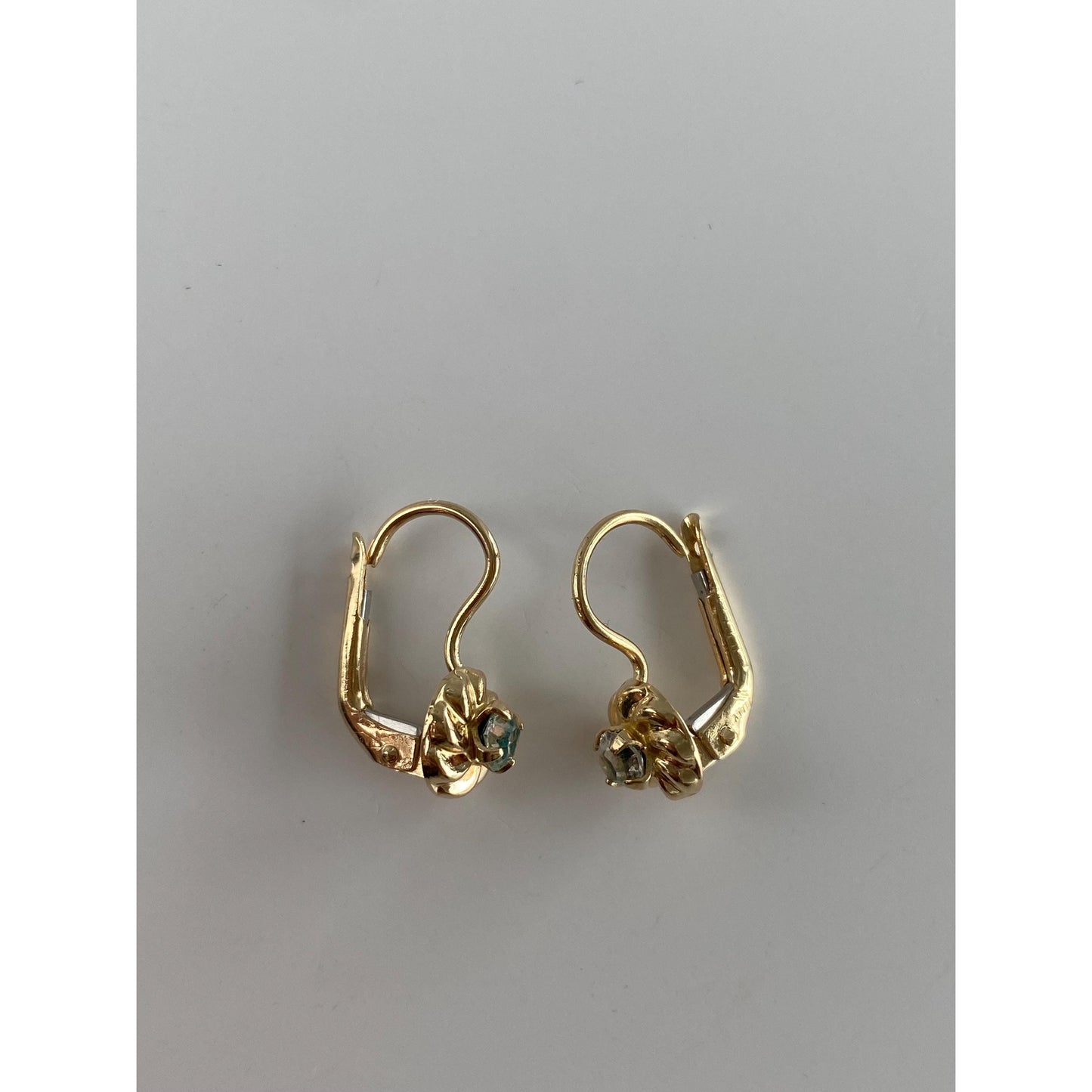 Solid 14k Yellow Gold Clear Cubic Zirconia Drop Earrings
