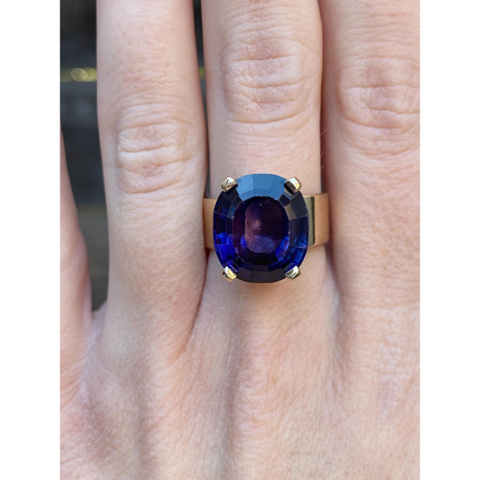 Vintage Solid 14k Yellow Gold Color Changing Sapphire Ring - Size 7