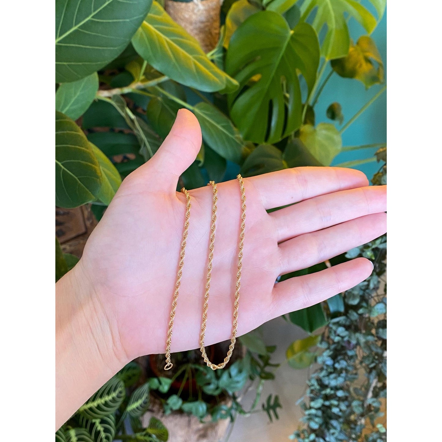 Vintage Solid 14k Yellow Gold Rope Chain Necklace - 18.5 inches