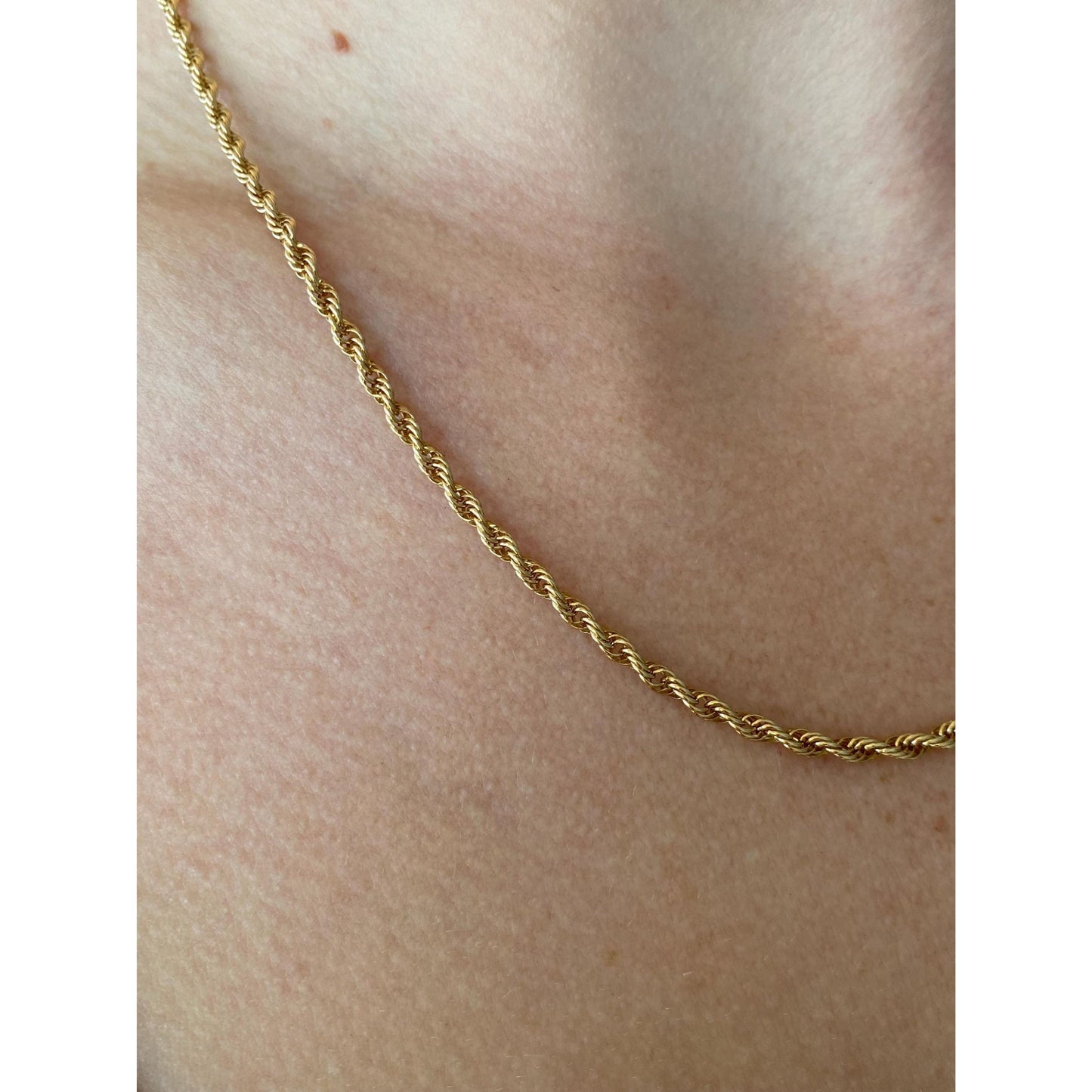 Vintage Solid 14k Yellow Gold Rope Chain Necklace - 18.5 inches