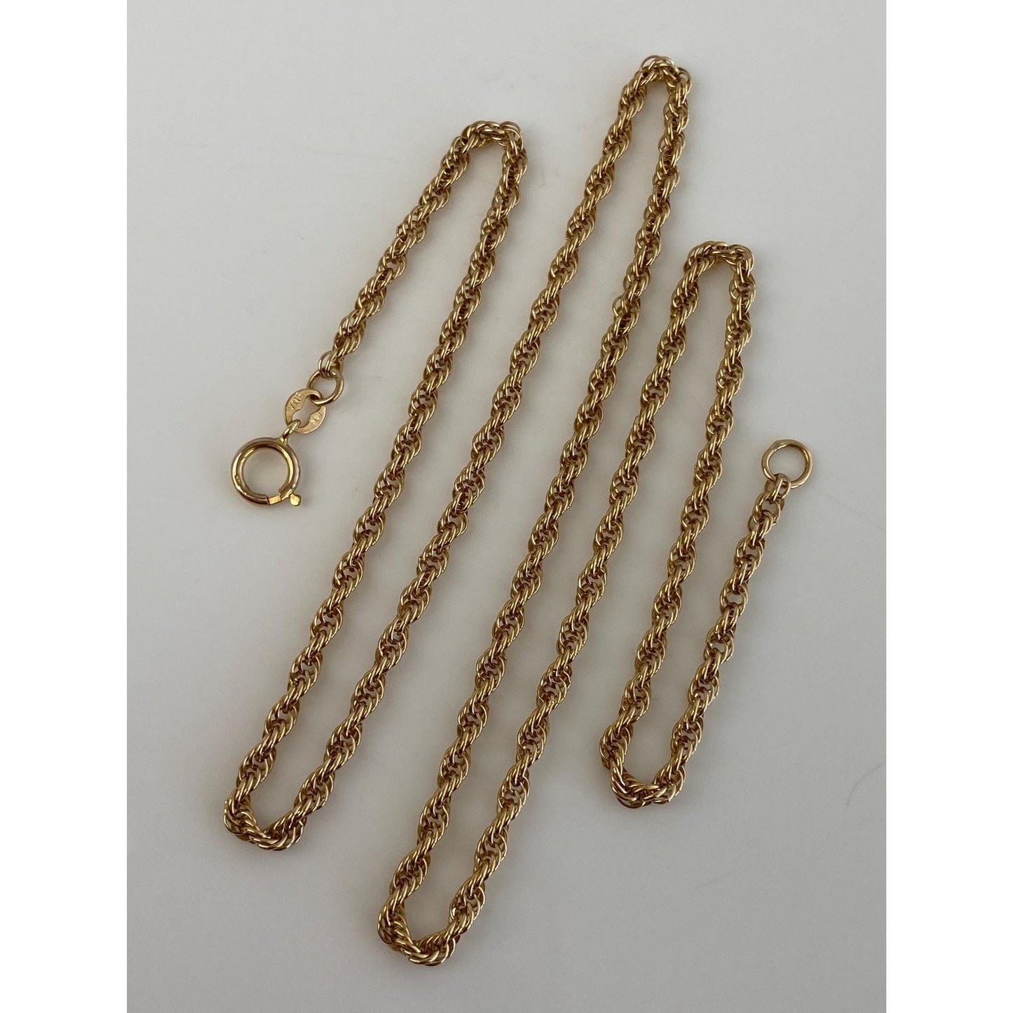 Vintage Solid 14k Yellow Gold Rope Chain Necklace - 18.5 inches