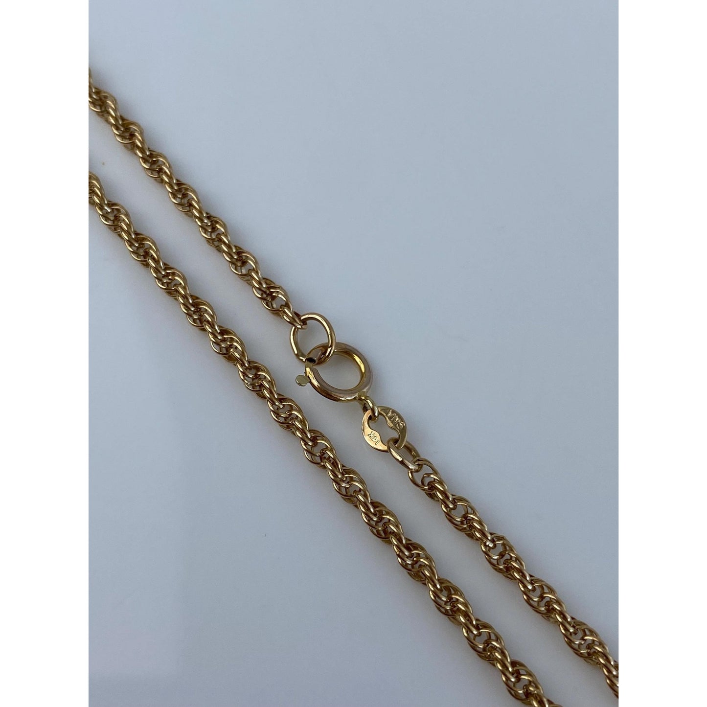 Vintage Solid 14k Yellow Gold Rope Chain Necklace - 18.5 inches