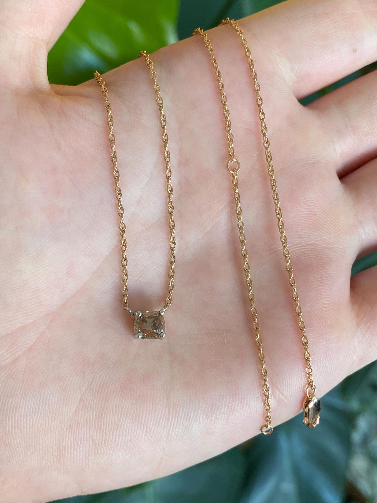 Vintage Solid 14k Rose & White Gold .84ct Cognac Diamond Chain Necklace - 18.25 inches