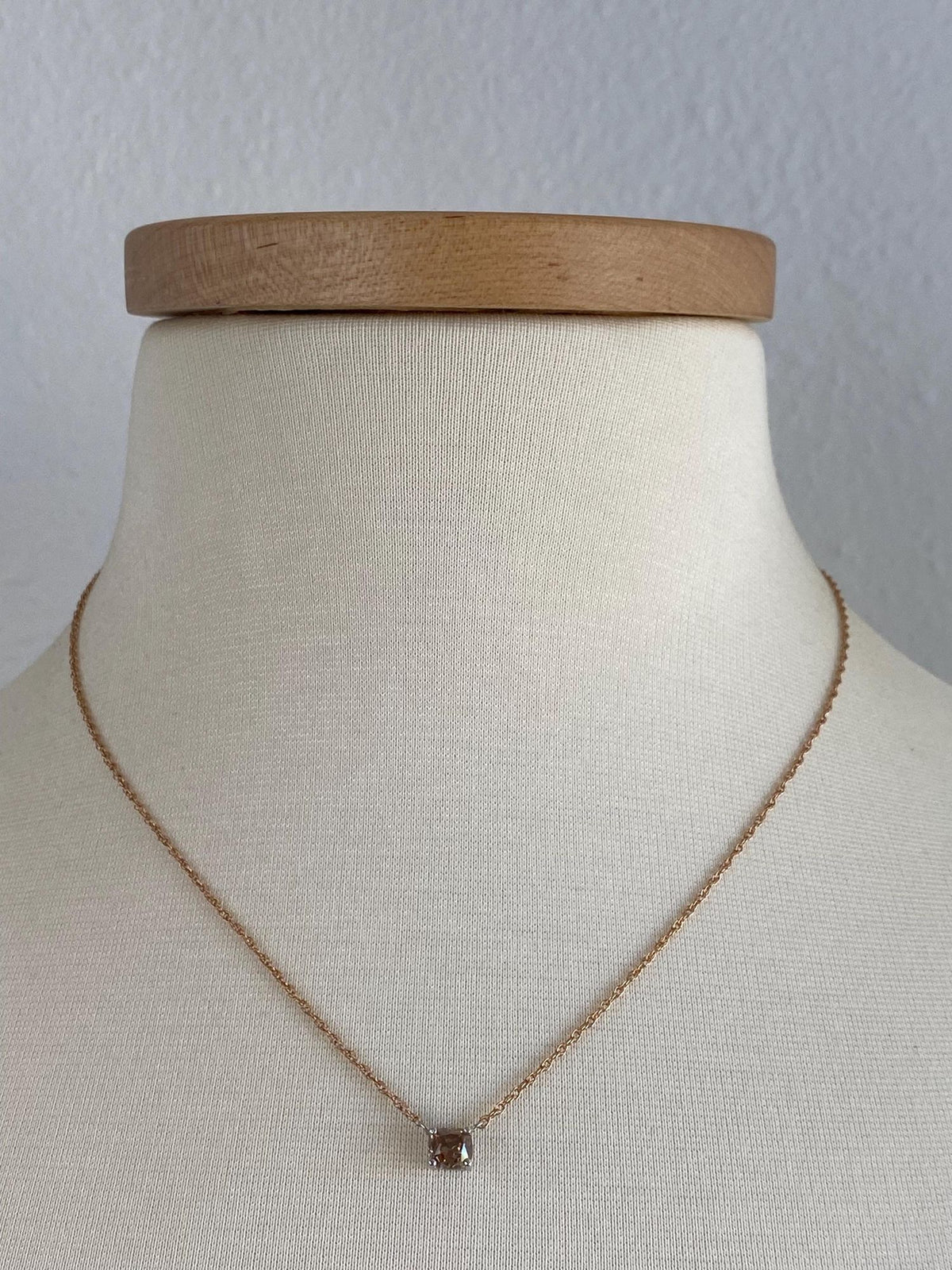 Vintage Solid 14k Rose & White Gold .84ct Cognac Diamond Chain Necklace - 18.25 inches