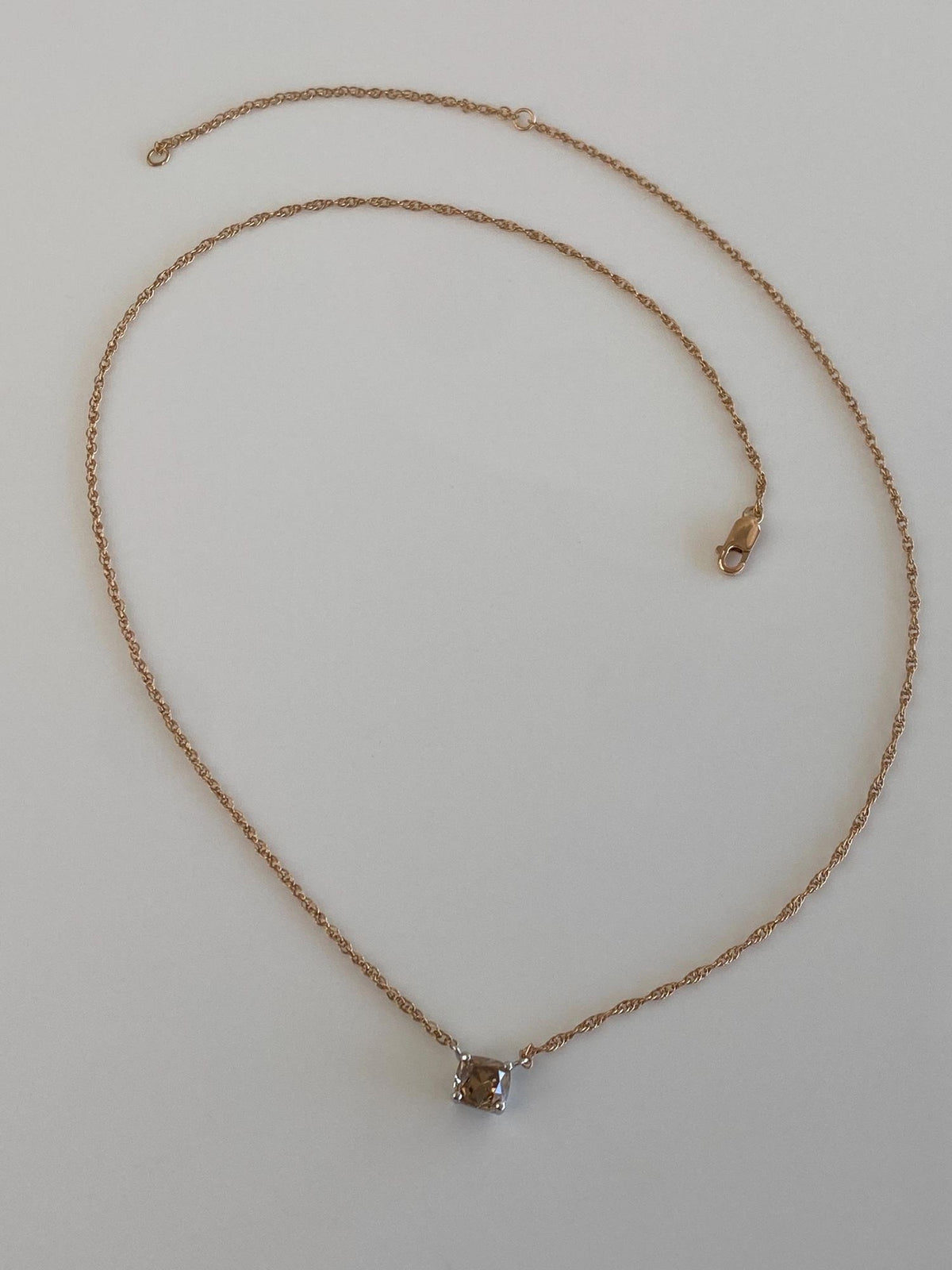 Vintage Solid 14k Rose & White Gold .84ct Cognac Diamond Chain Necklace - 18.25 inches