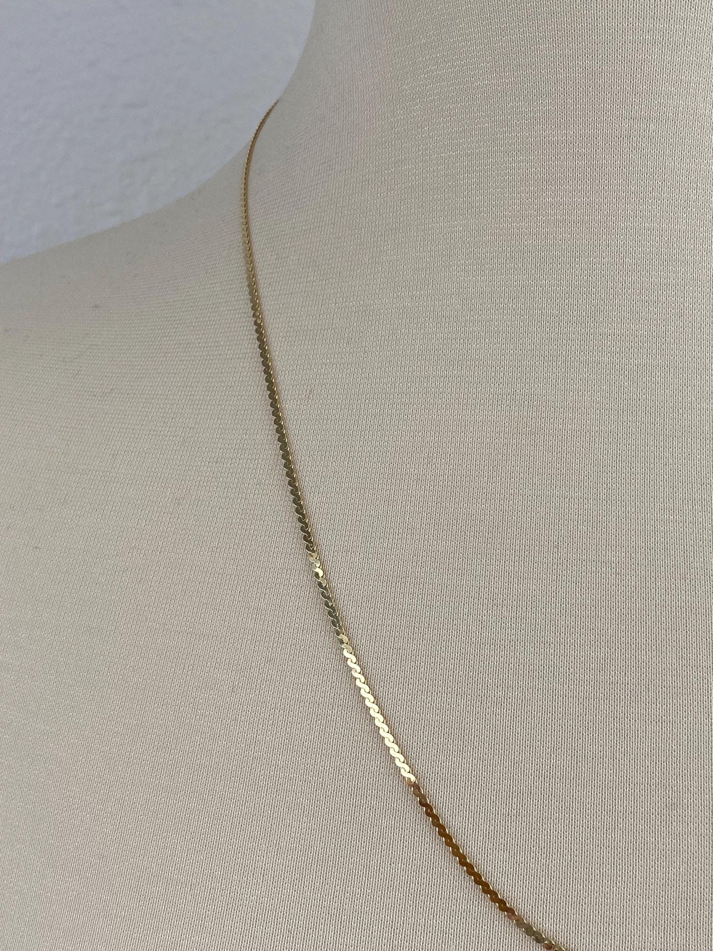 Vintage Solid 14k Yellow Gold Long Serpentine Chain Necklace - 23 inches