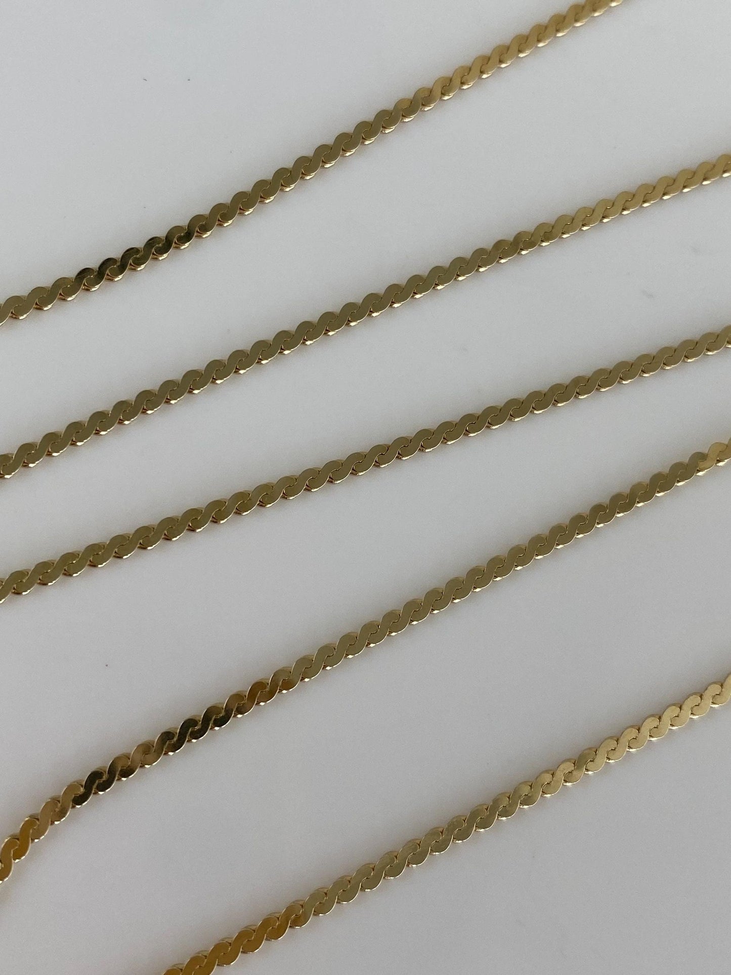 Vintage Solid 14k Yellow Gold Long Serpentine Chain Necklace - 23 inches