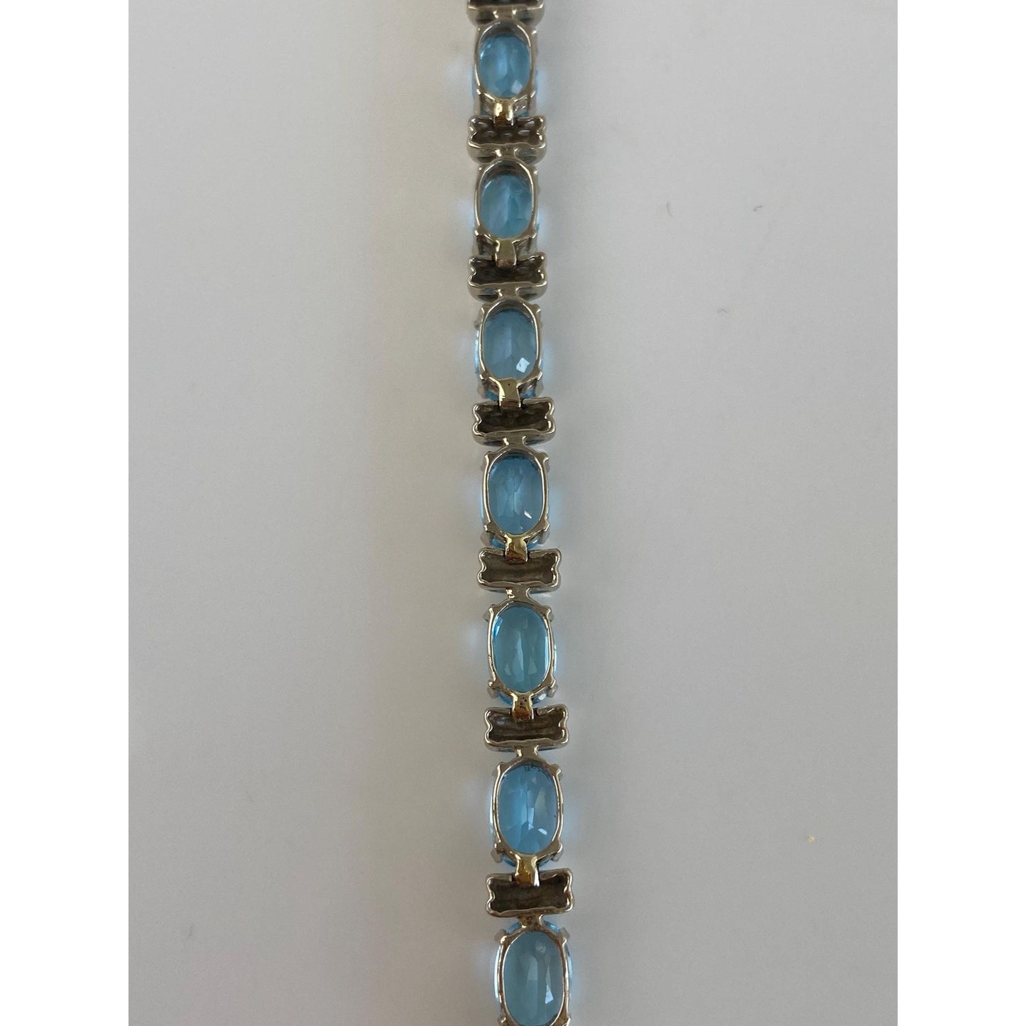 Solid 14k White Gold Topaz Link Bracelet - 7.5 inches