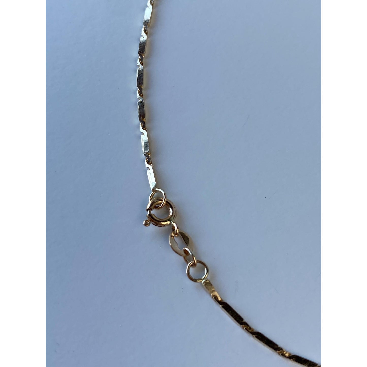 Vintage Solid 14k Yellow Gold Flat Bar Link Chain Necklace - 16 inches