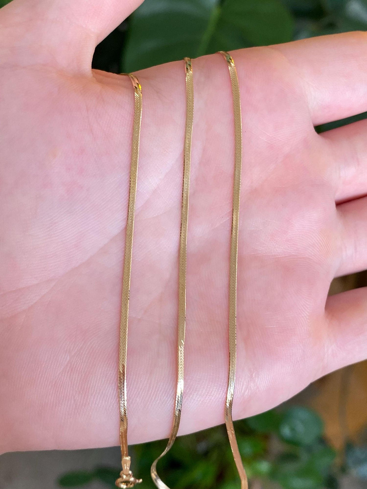 Vintage Solid 14k Yellow Gold Slim Flat Chain Necklace - 18 inches